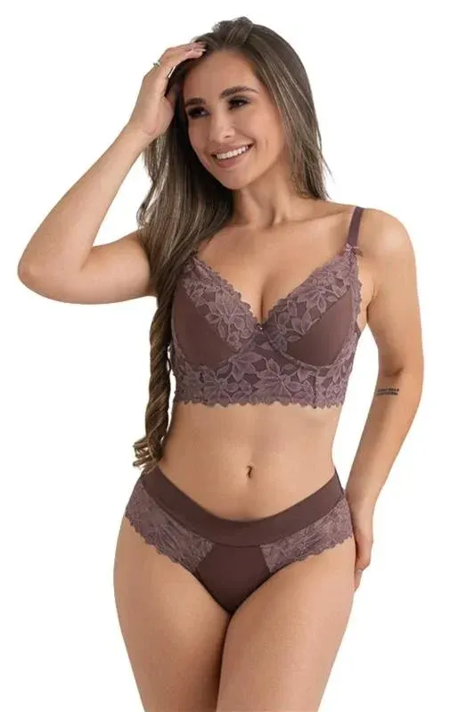 Mauve Lace Bralette Set