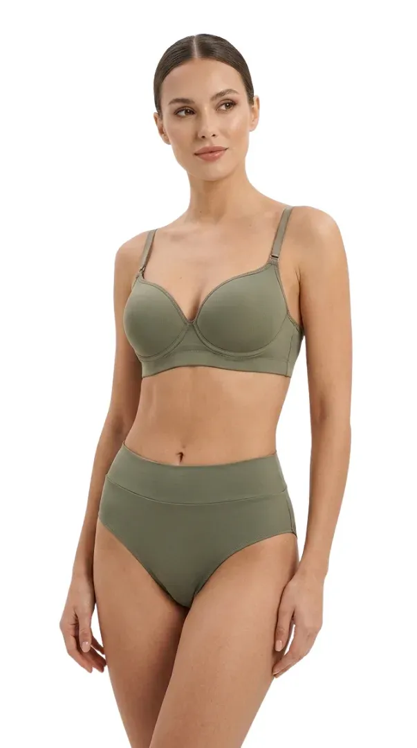 Olive Molded Bra &amp; High-Waist Brief Set