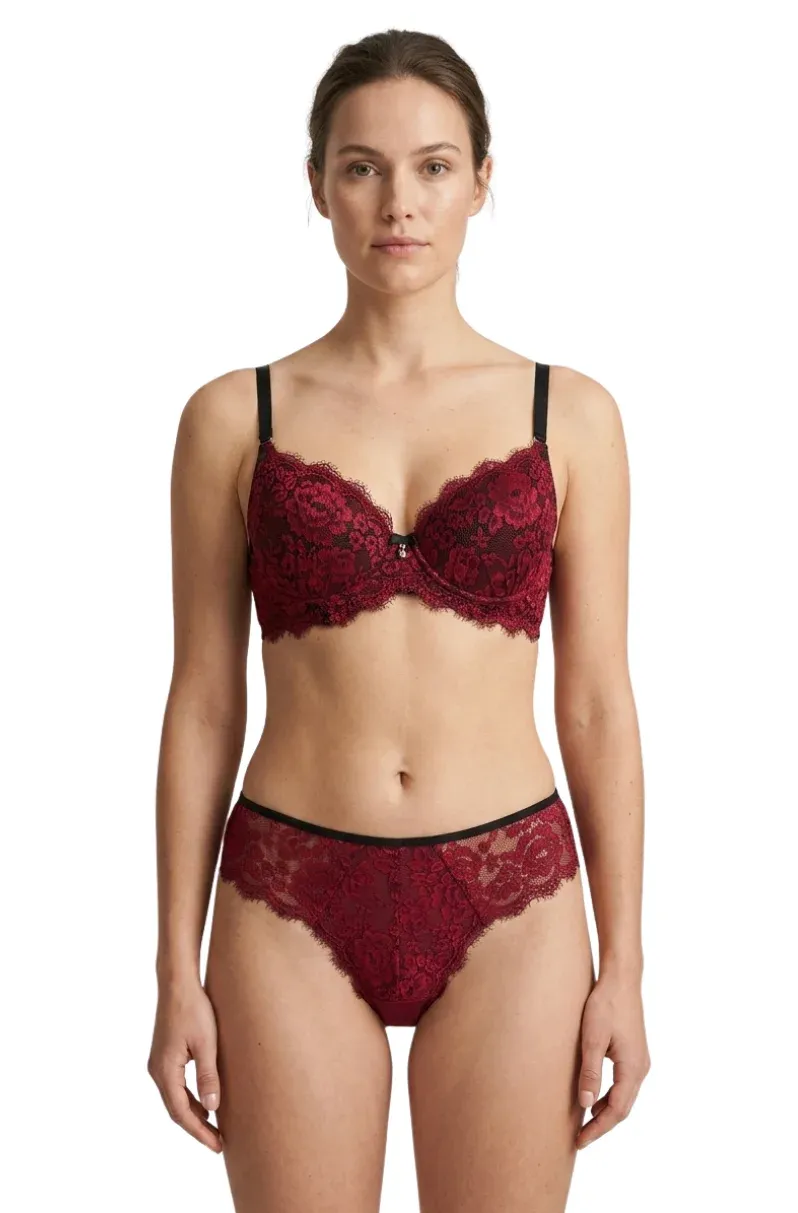 Wine Lace Balconette Set