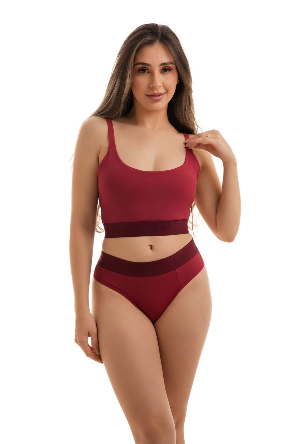Burgundy Ribbed Bralette Set