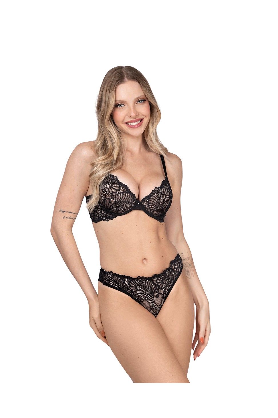 Black Lace Underwire Set