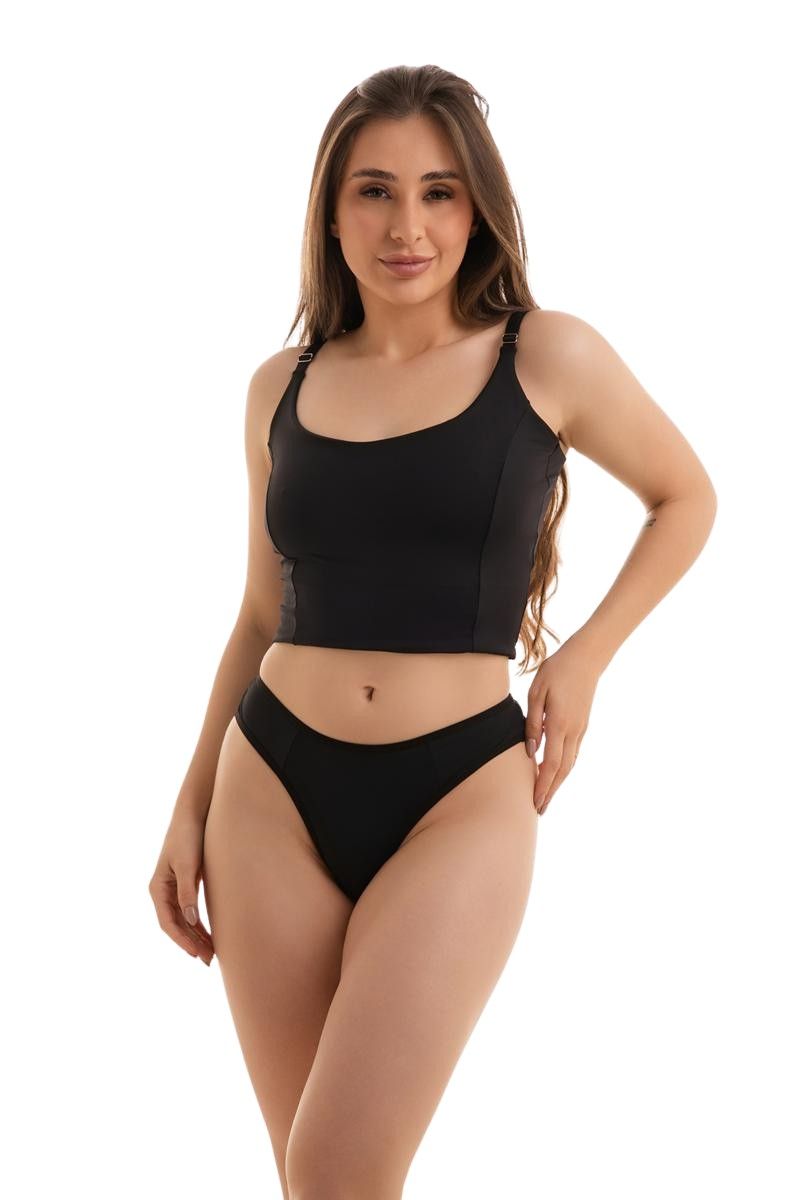 Black Longline Bralette &amp; Thong Set