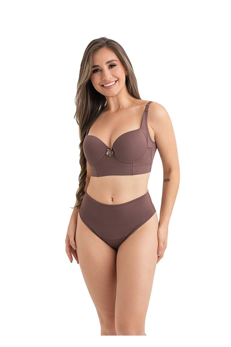 Mauve Push-Up &amp; High-Waist Brief Set