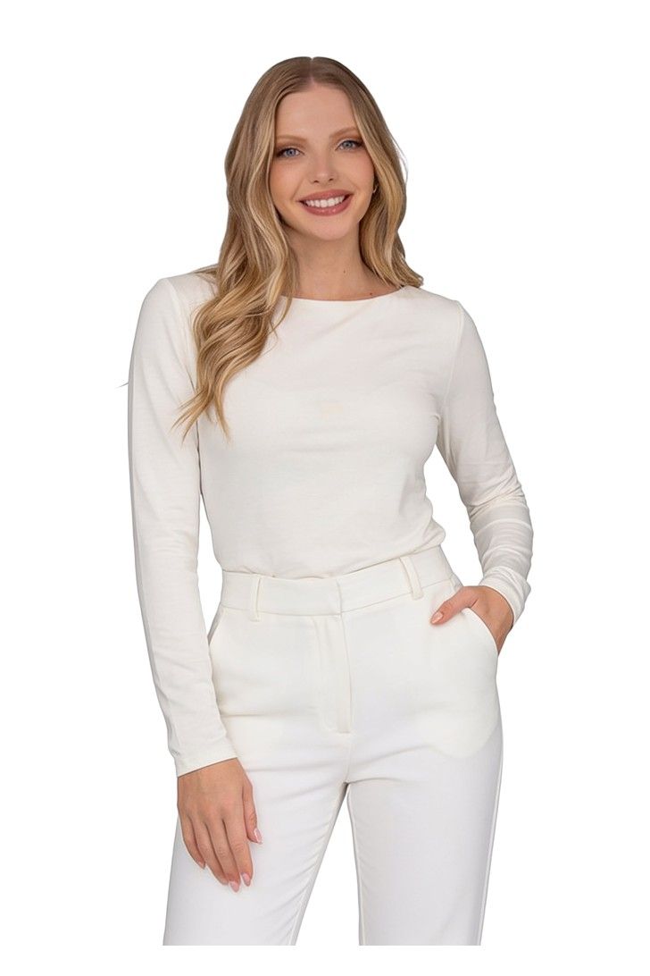 White Long-Sleeve Fitted Top