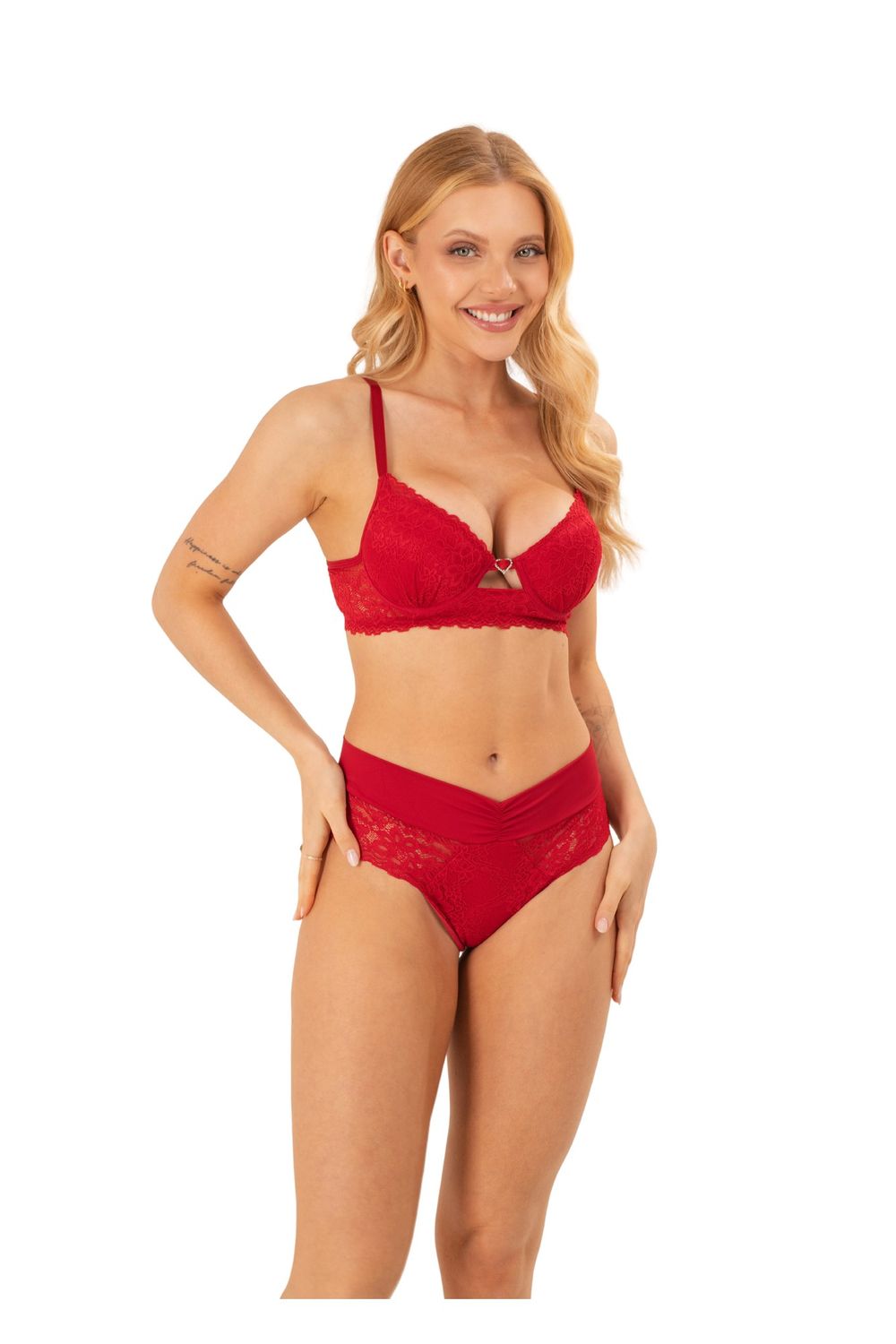 Red Push-Up &amp; Lace High-Waist Set