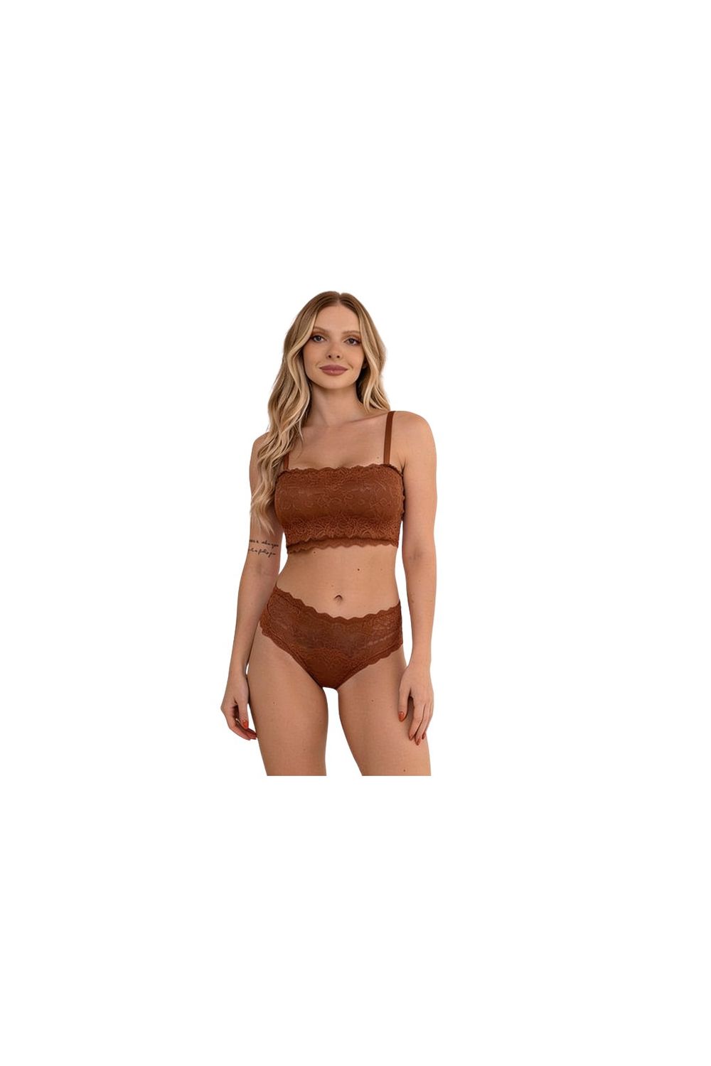 Chocolate Bandeau Bra Set