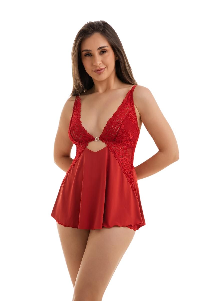 Red Lace Camisole &amp; Shorts Set