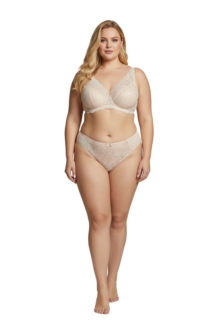 Nude Lace Plus-Size Bra &amp; Brief Set