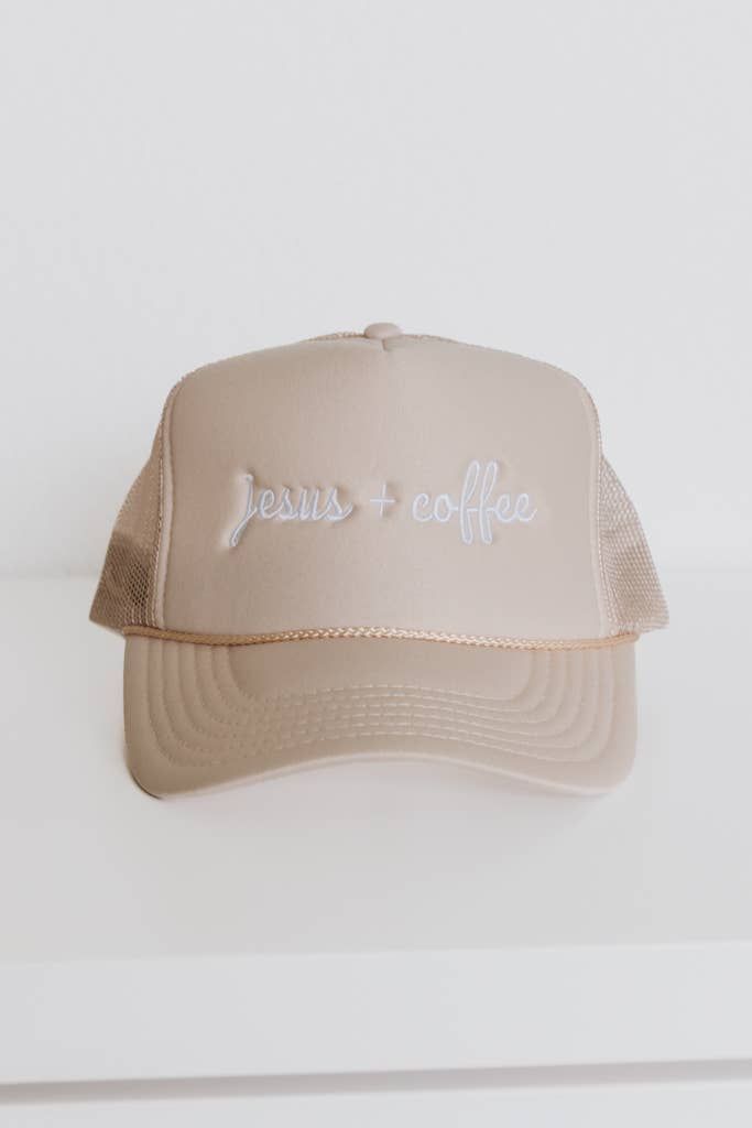 Crowned Free - Jesus + Coffee Hat - Tan
