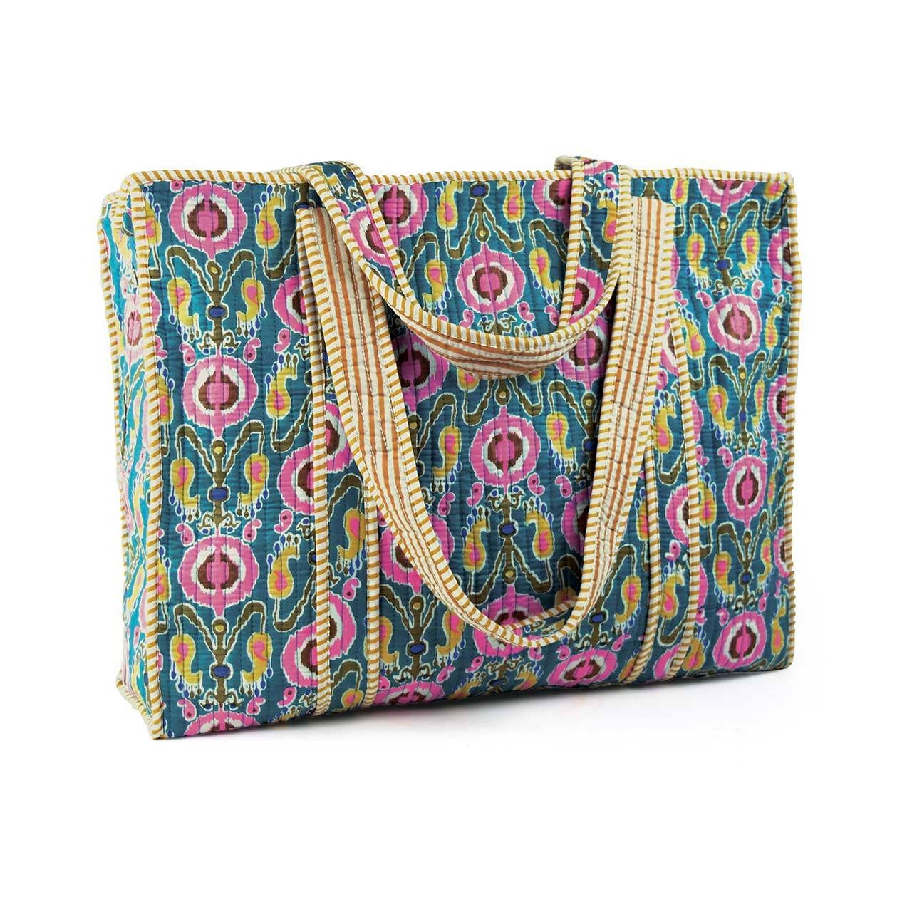 SERRV International - Lagoon Paisley Ikat Quilted Tote Bag