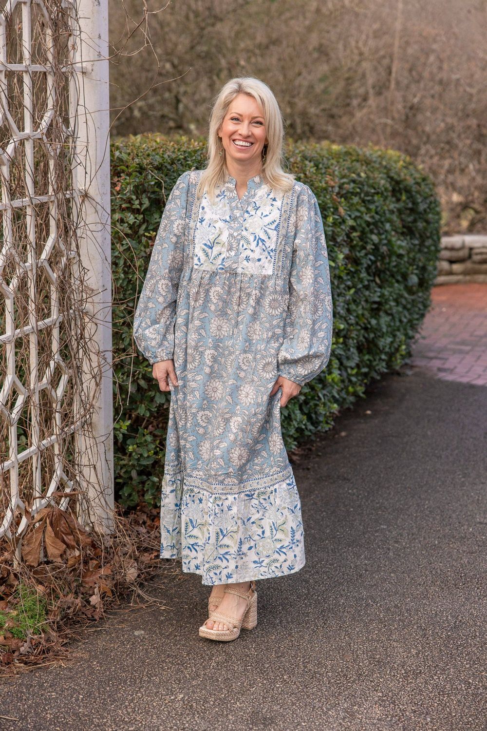 Rahab's Rope - The Garden Estate Block Print Dress: L/XL