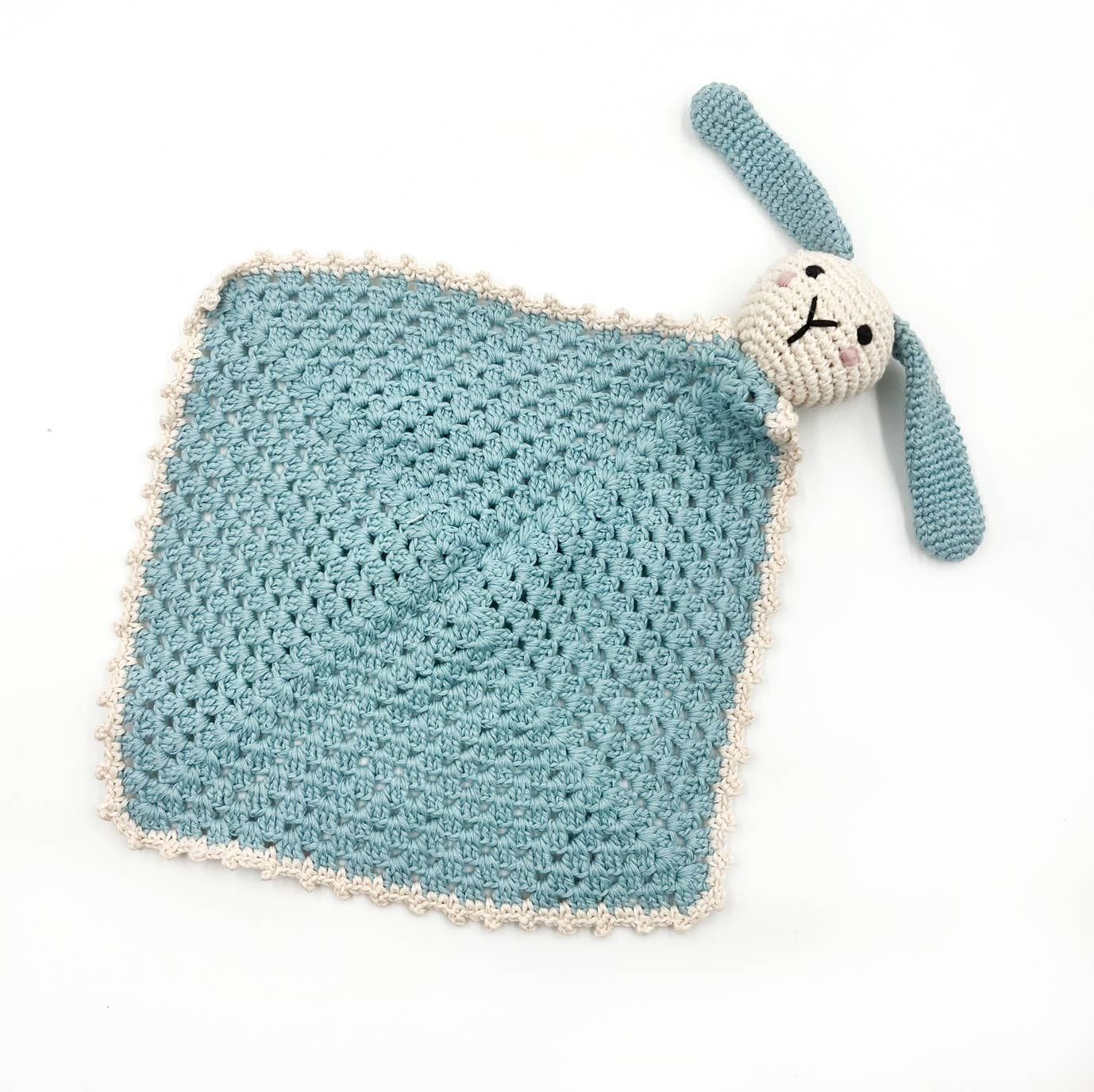 Pebble - Handmade Soft Bunny Lovey - Organic Cotton Baby Soother: Blue
