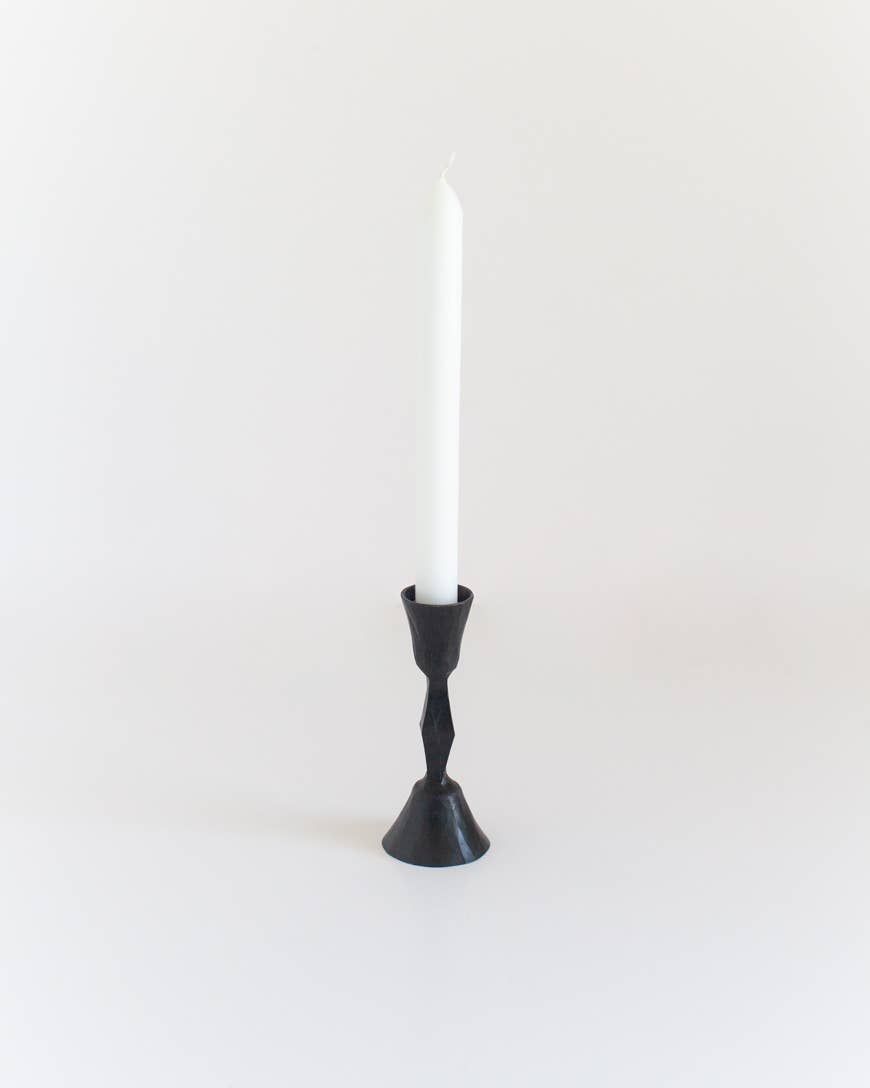 Creative Women - Low Diamond Hand-Forged Iron Candle Stand: Black