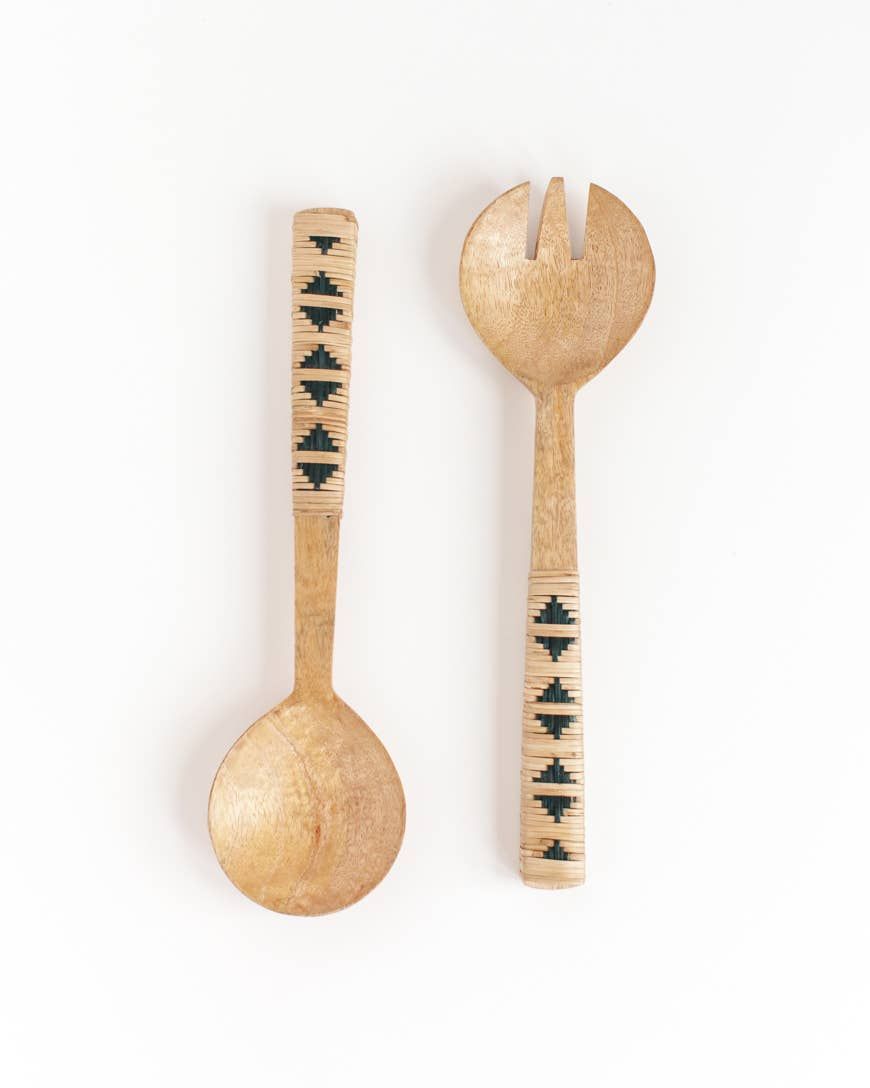 Creative Women - Geo Woven Mango Wood Salad Servers