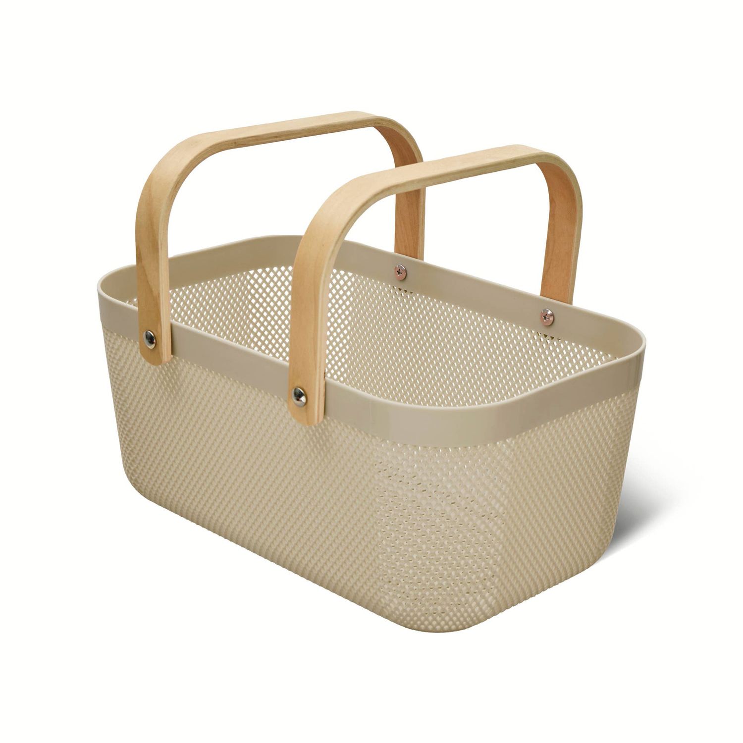 Core Home - 15.74"x 9.64" x 7.48" - PP Mesh Basket w/ Wooden Handle - FS