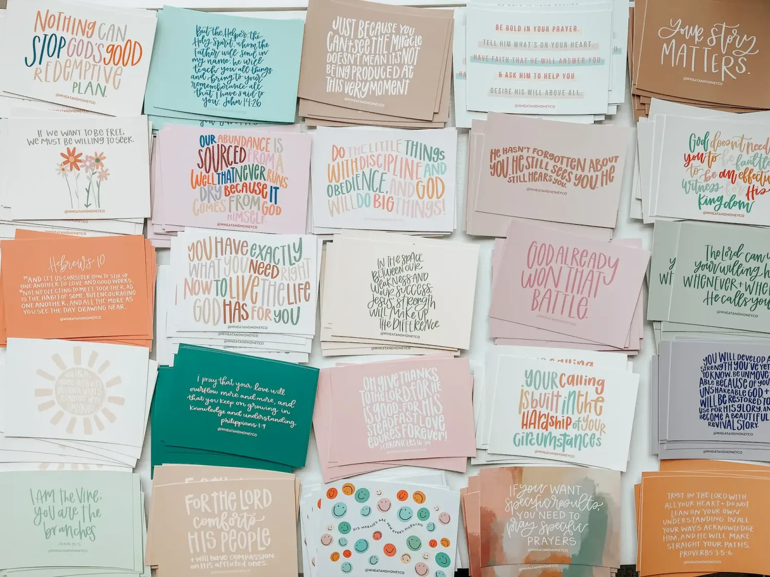Wheat and Honey Co. - Bulk (96-set) Encouraging Postcards - Surprise Designs