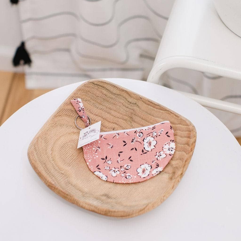 New Creation VA - Coral Floral Moon Pouch Keychain: Coral floral