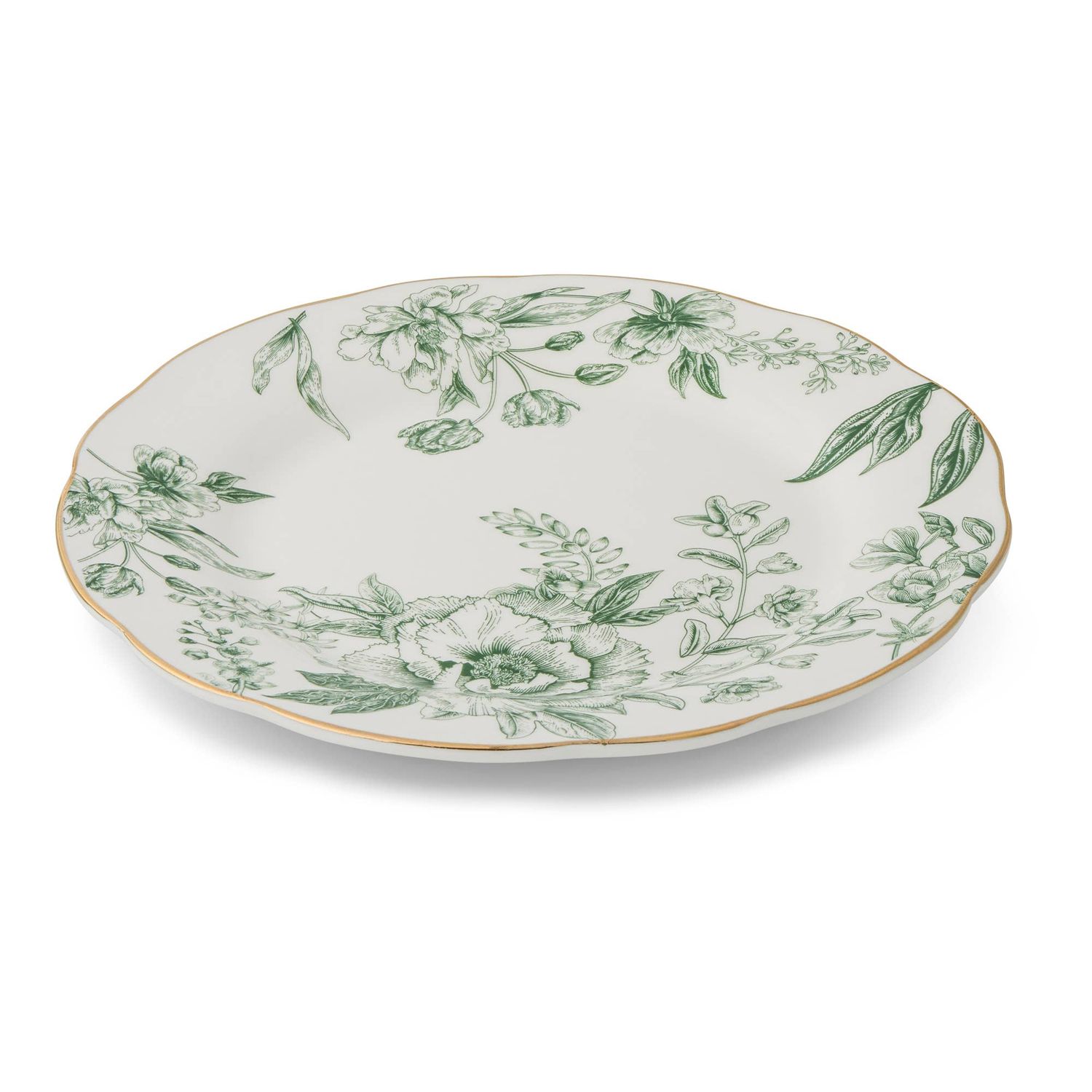 Core Home - 8" Scalloped Gold Rim Salad Plate - Elm City Toile