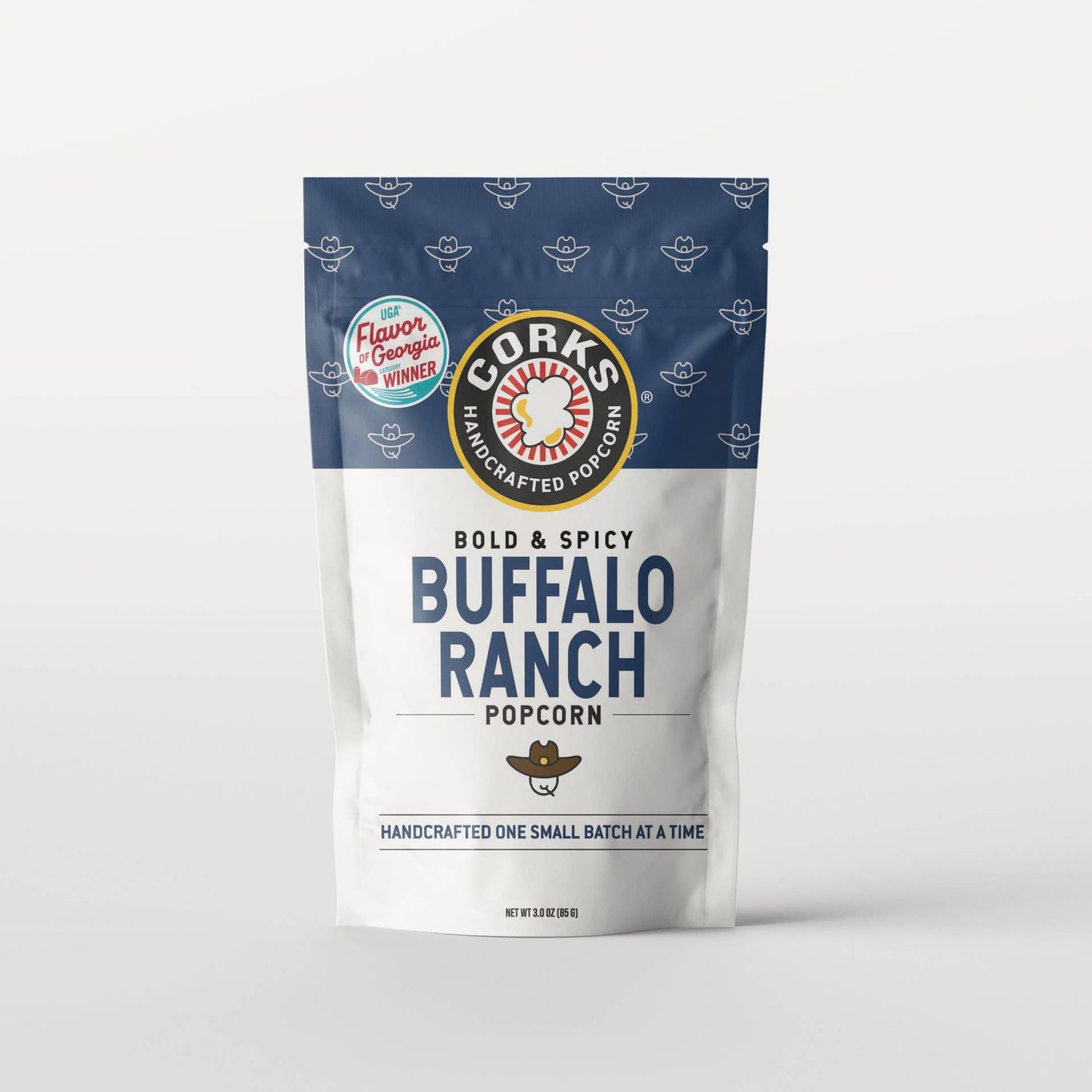 Corks Popcorn - Bold and Spicy Buffalo Ranch Popcorn - 3.0oz **New Size**