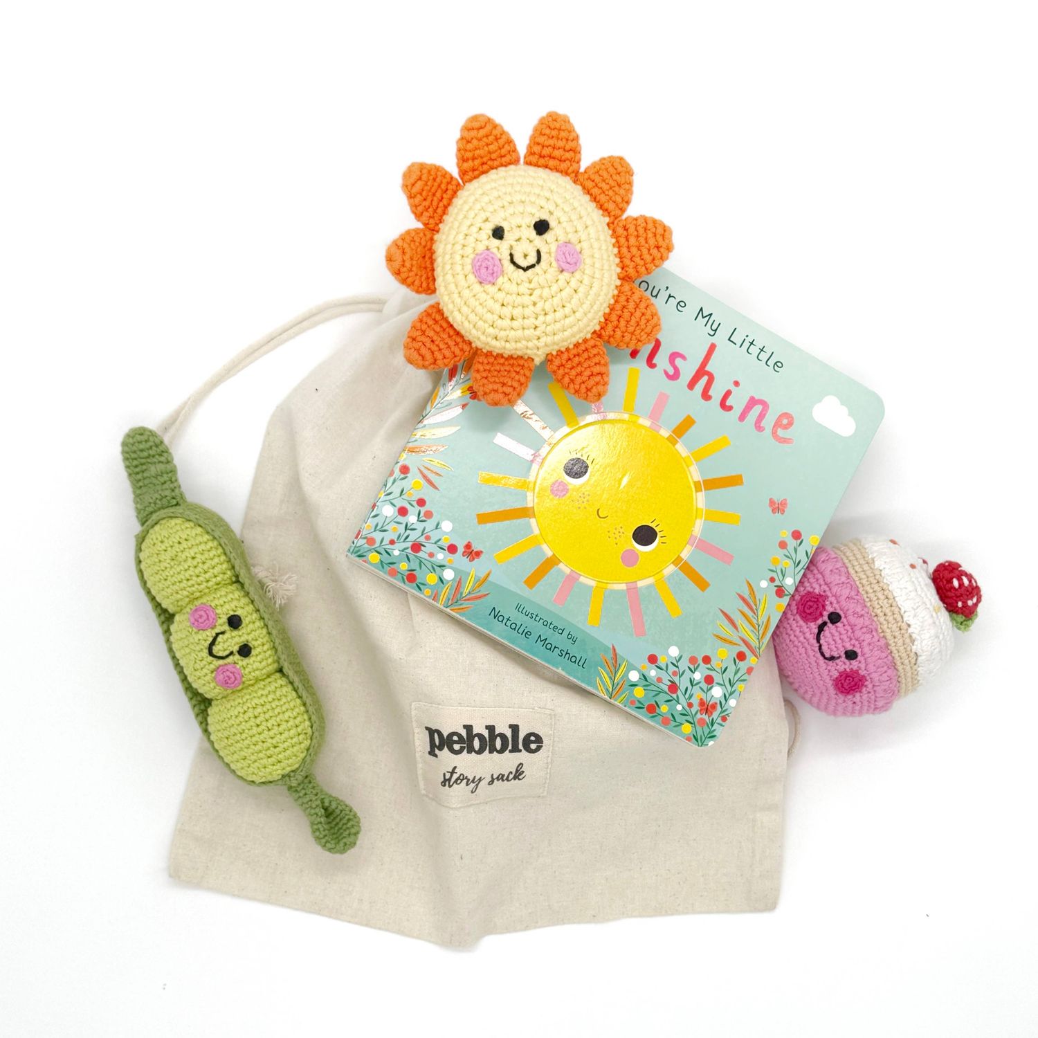 Pebble - You're My Little Sunshine Story Sack –Book &amp; Rattle Toy Set