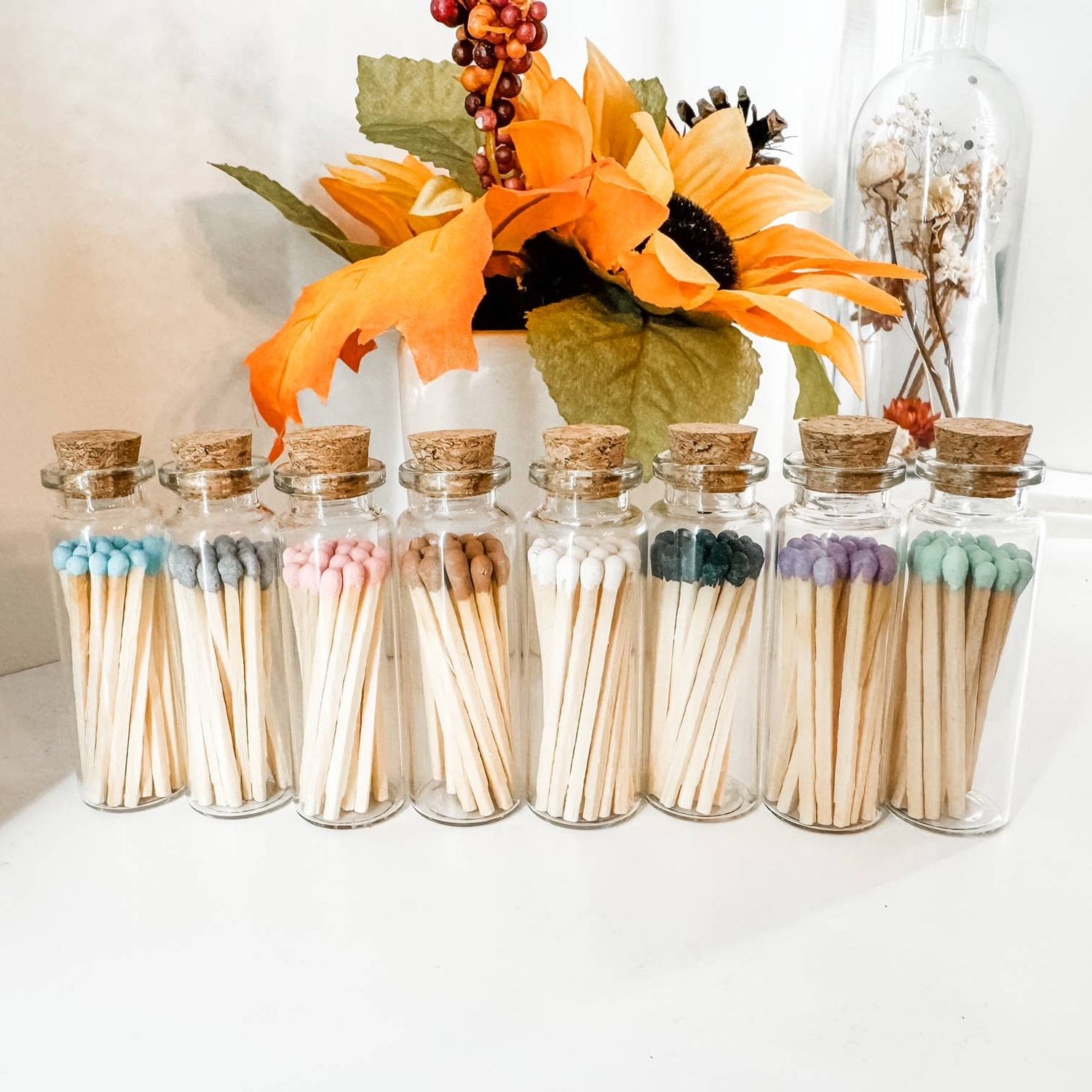 Moonlight Makers - Fancy Safety Matches in Glass Vial - 8 COLORS - (MV20): Blue