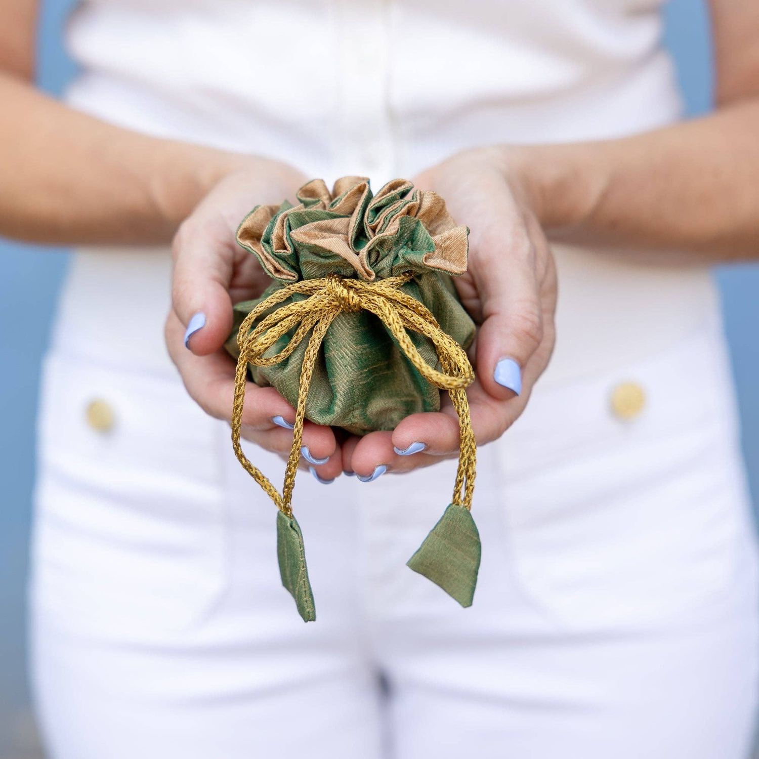 Rahab's Rope - Moss/Champagne Travel Jewelry Bag-Small