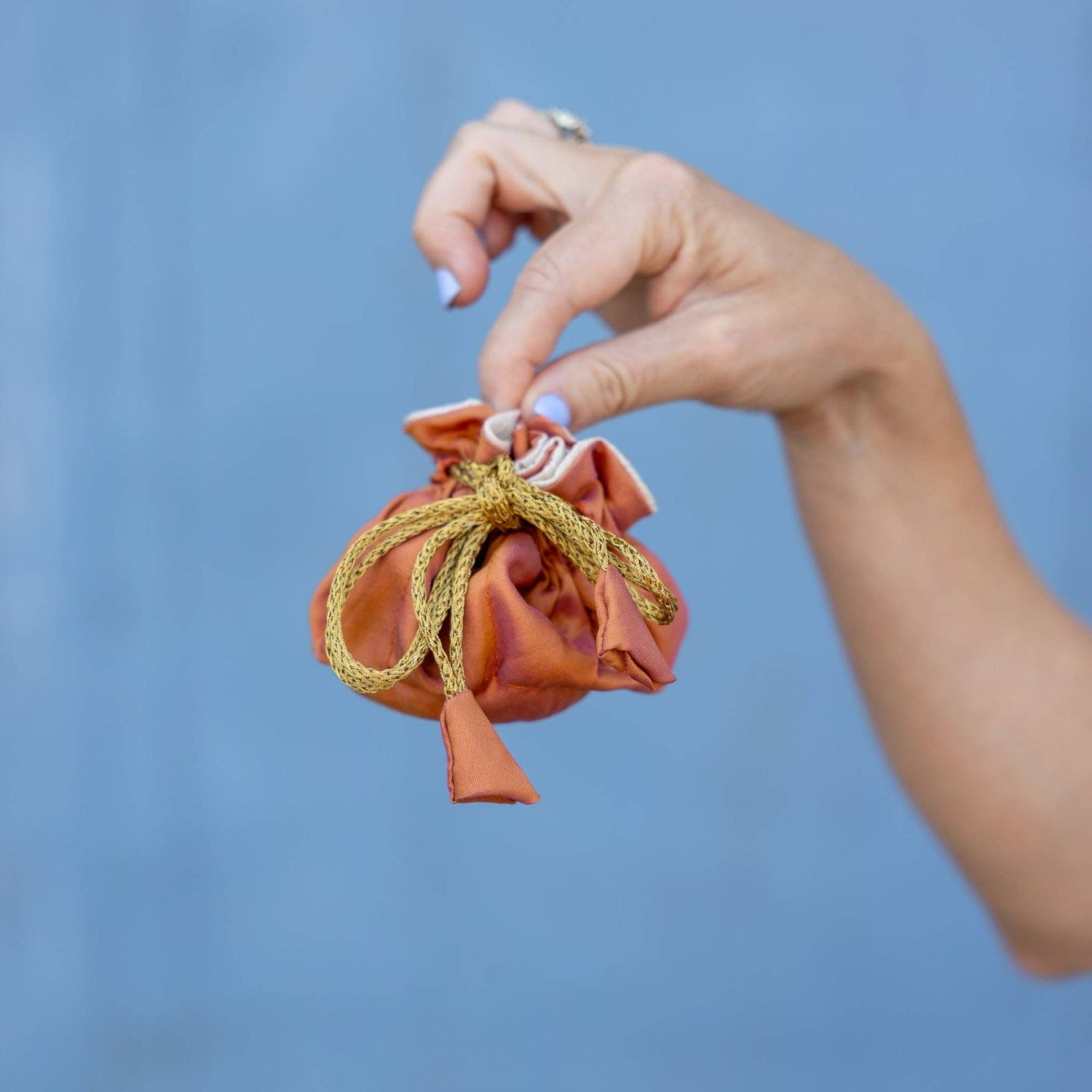 Rahab's Rope - Peach/Linen Travel Jewelry Bag-Small
