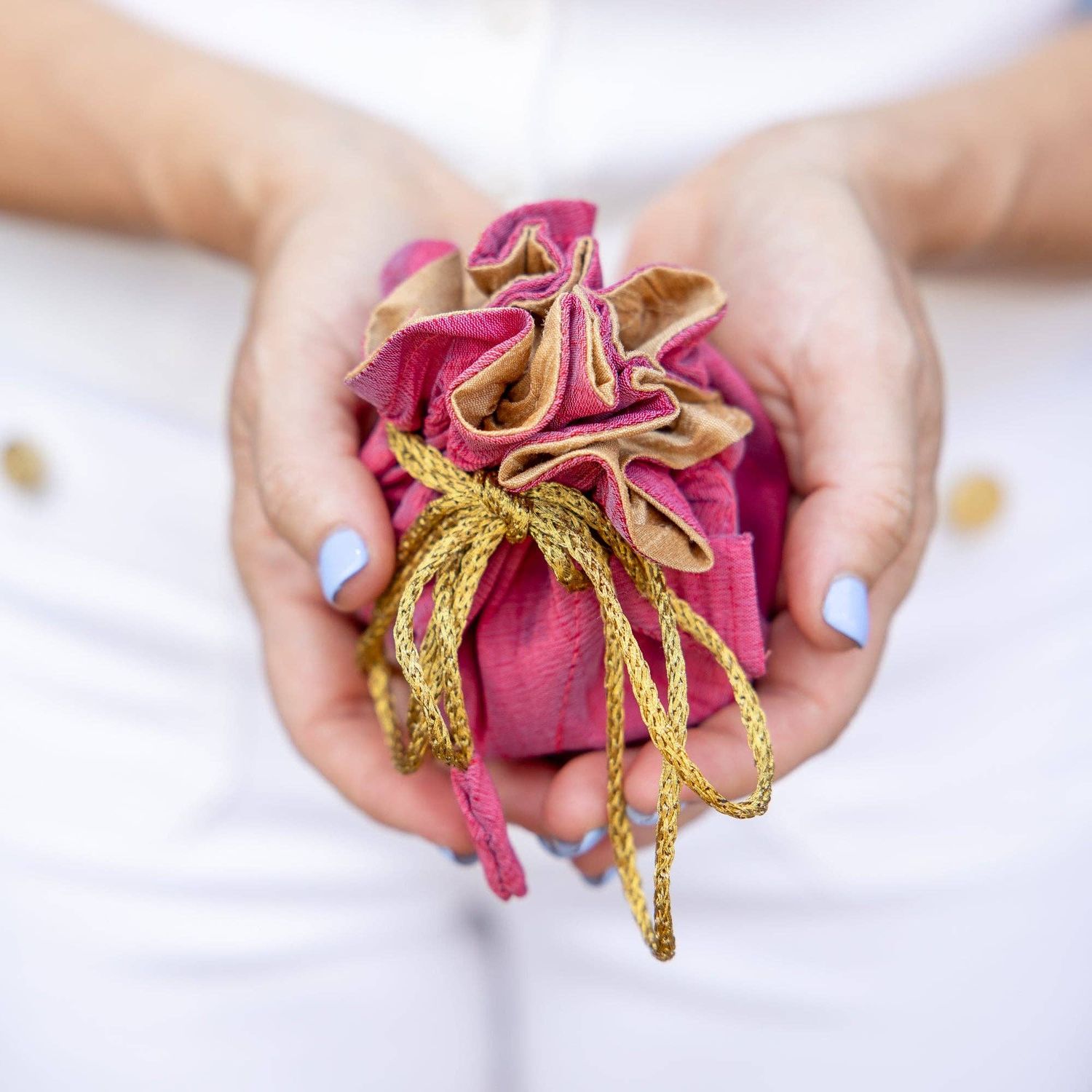 Rahab's Rope - Rhubarb/Champagne Travel Jewelry Bag- Small