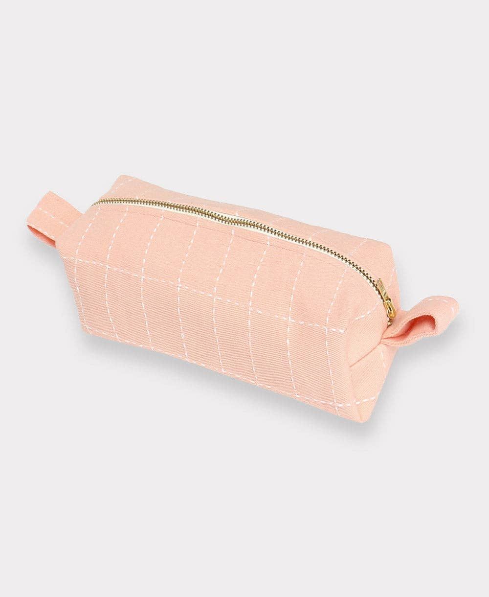 Anchal - Small Grid-Stitch Toiletry Bag: Pink