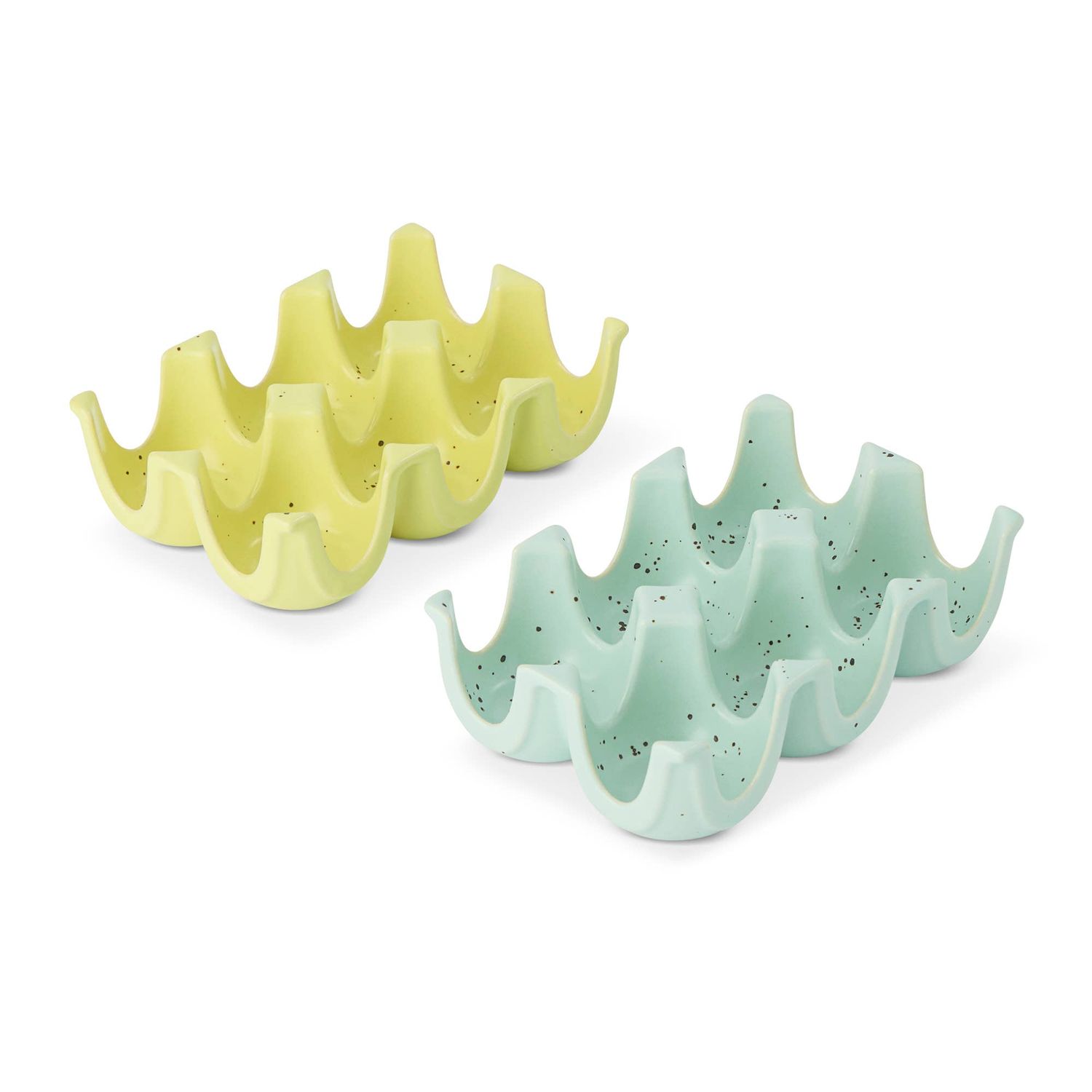 Core Home - 2pk 6 Section Speckled Ceramic Egg Tray - PDF/MTB