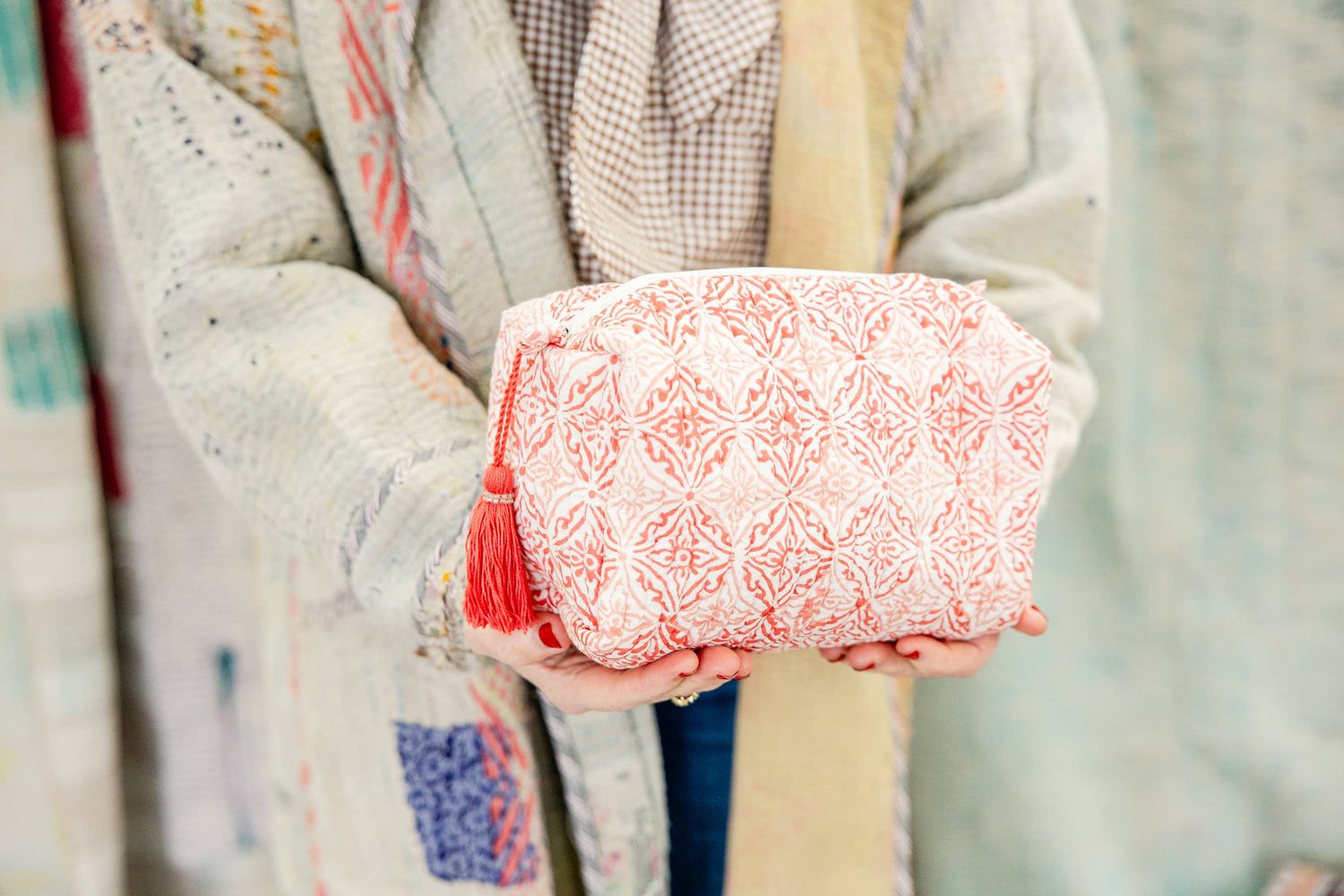 Rahab's Rope - Coral Medallion Small Cosmetic Pouch
