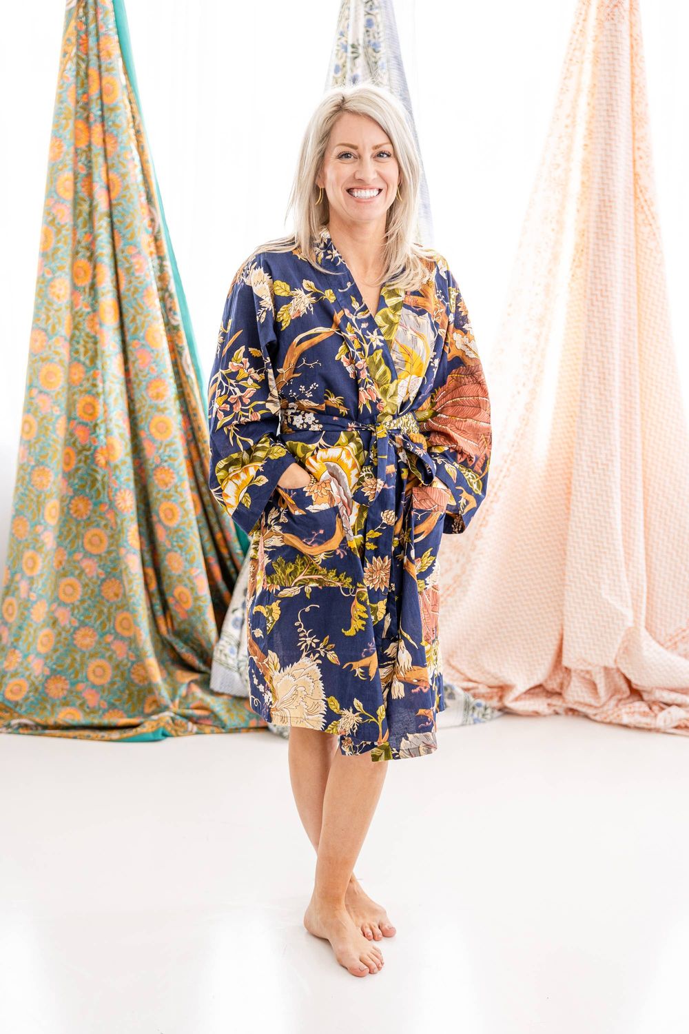 Rahab's Rope - Royal Paradise Cotton Robe Knee Length