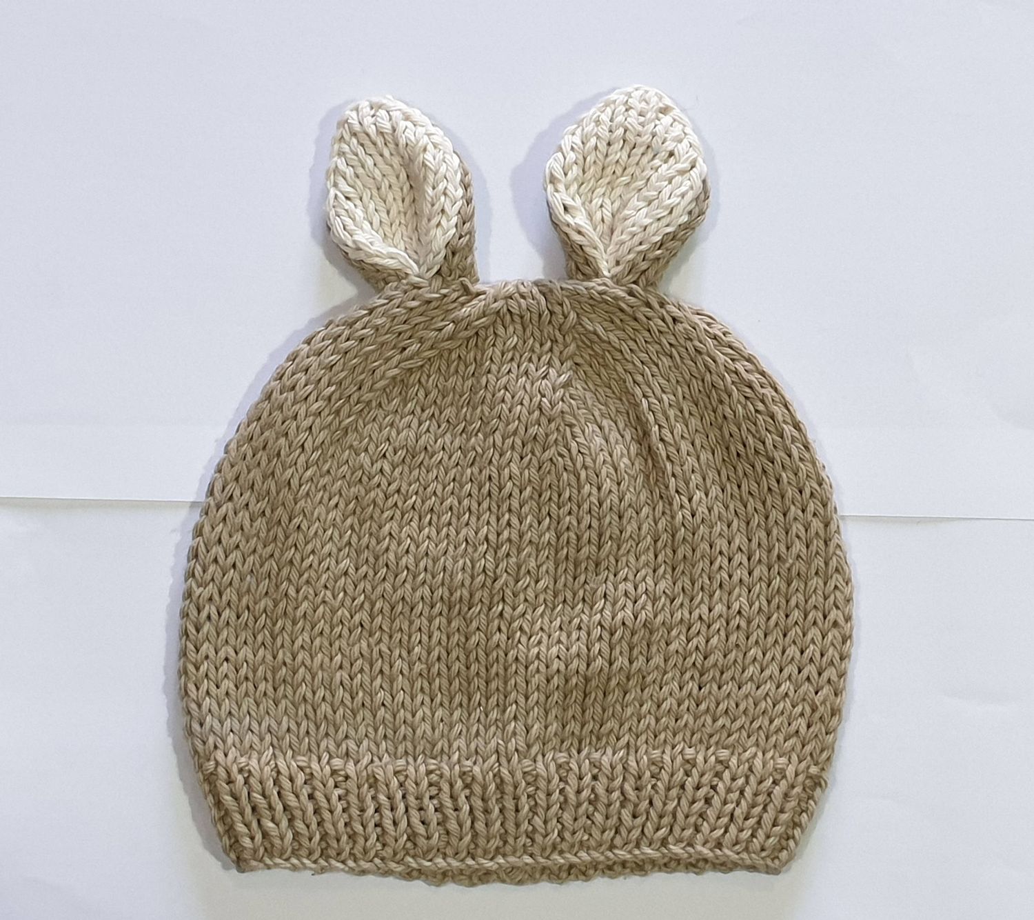 Pebble - Baby &amp; Toddler Bunny Hat – Knit Handmade, Organic Cotton: Small
