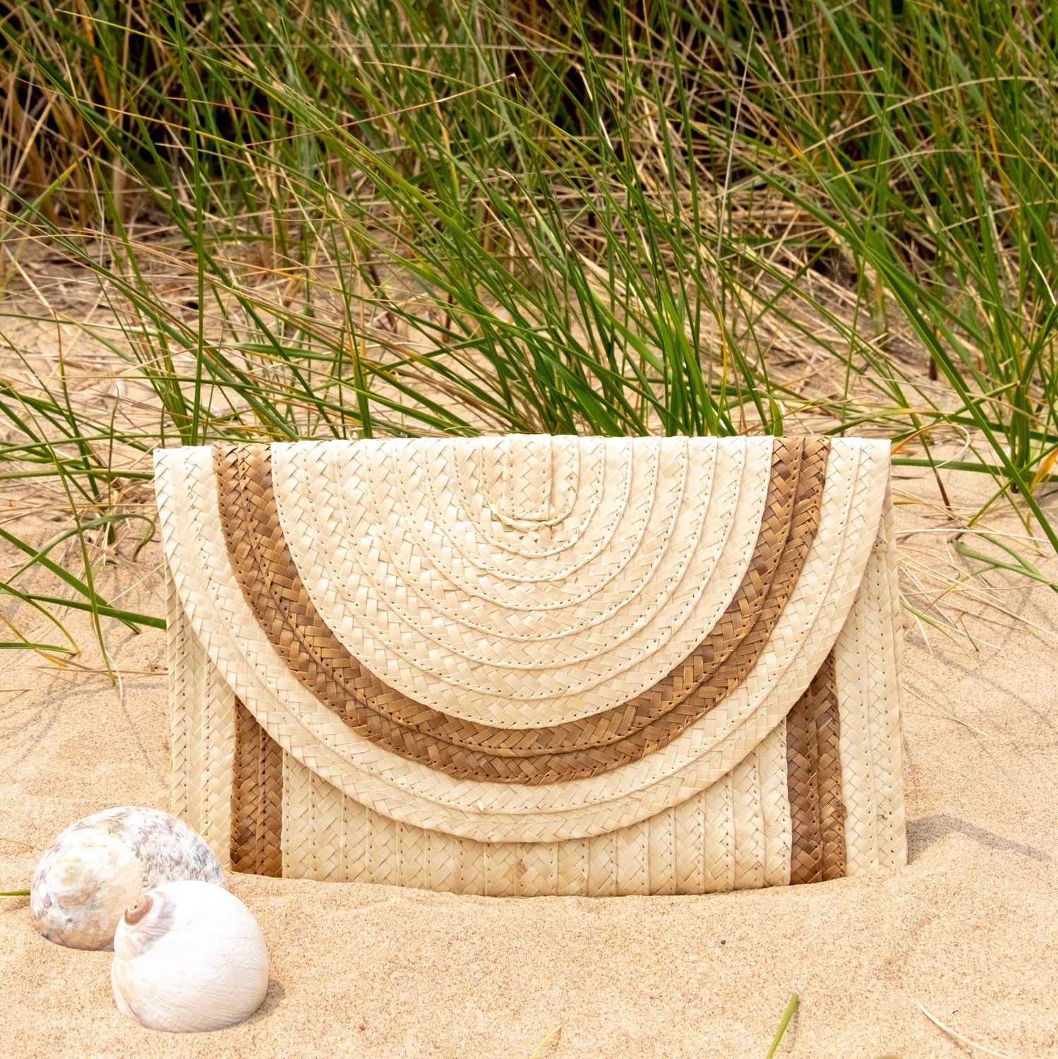 The Winding Road - Straw Clutch - Ivory with Natural Trim