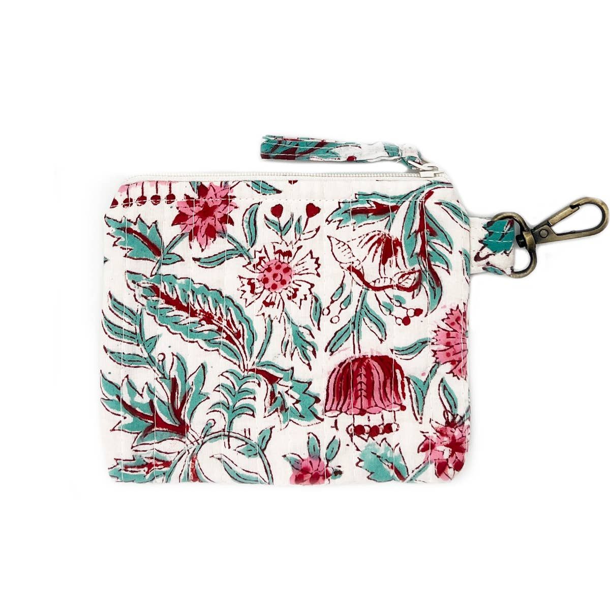 Anju Jewelry - Quilted Block-Printed Travel Pouch - Vivid Wildflowers