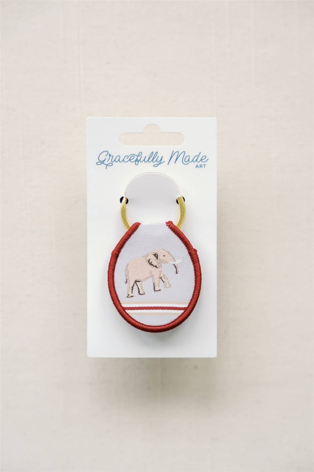 Gracefully Made Art - University of Alabama Elephant Embroidered Keychain