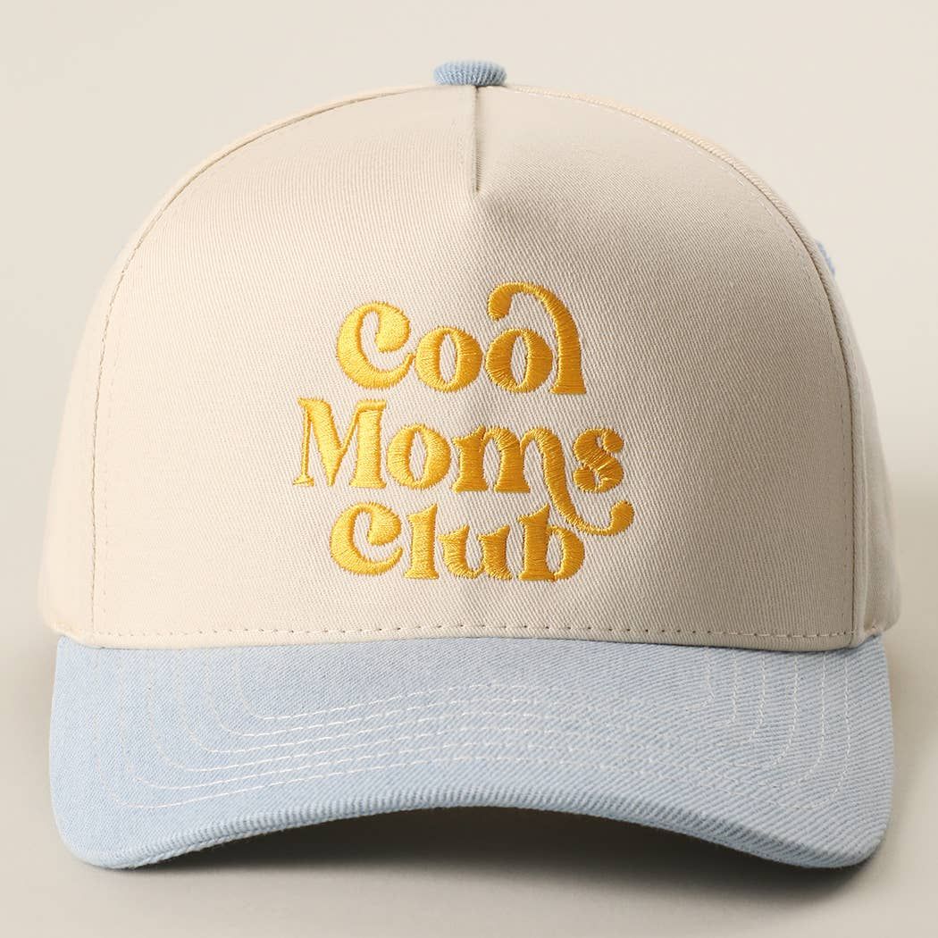 Fashion City - Cool Moms Club Embroidery Two-Tone Trucker Hat: LT DENIM