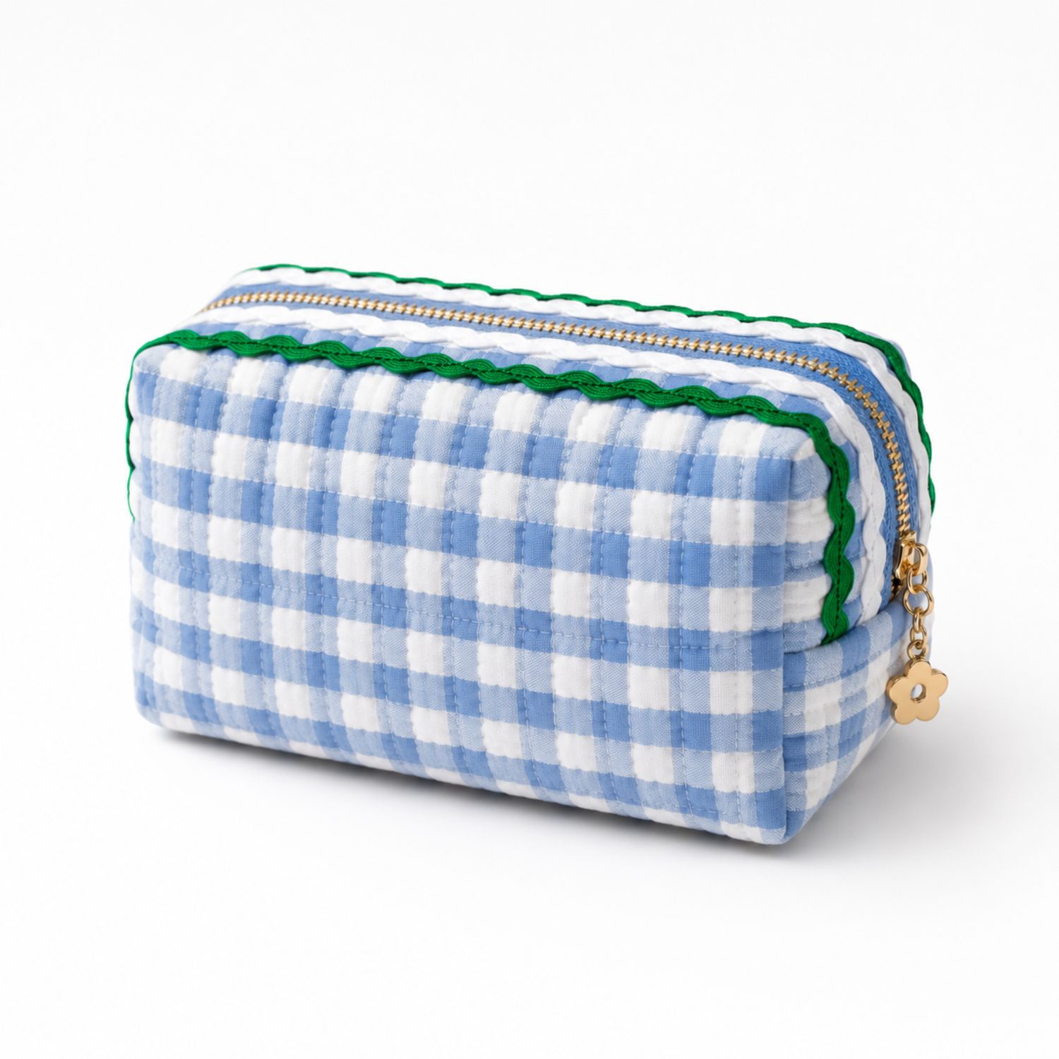 Ellison+Young - Ellison+Young Color Wave Gingham Cosmetic Case, Playful Details: Blue