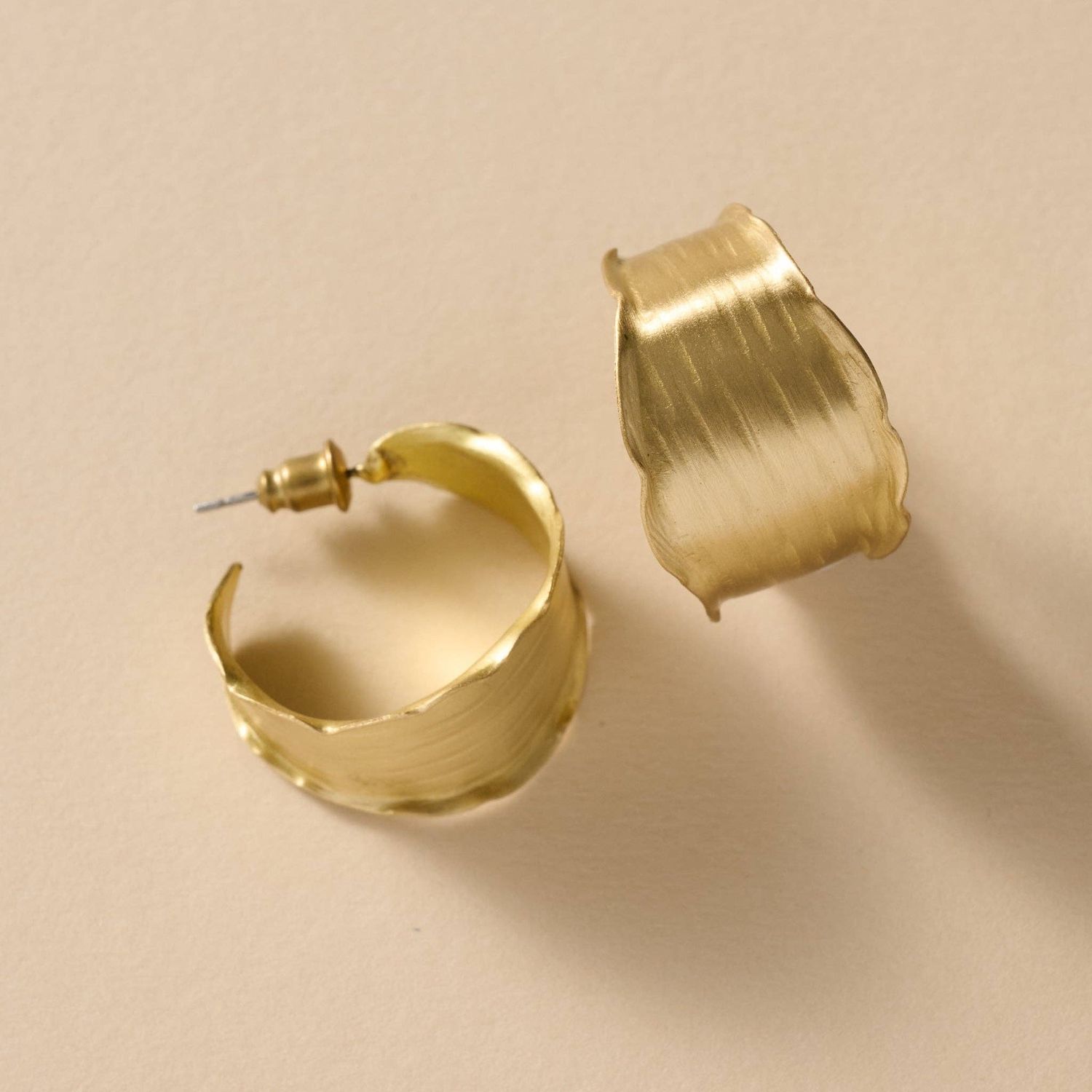 Ten Thousand Villages - Diva Hammered Brass Hoop Earrings