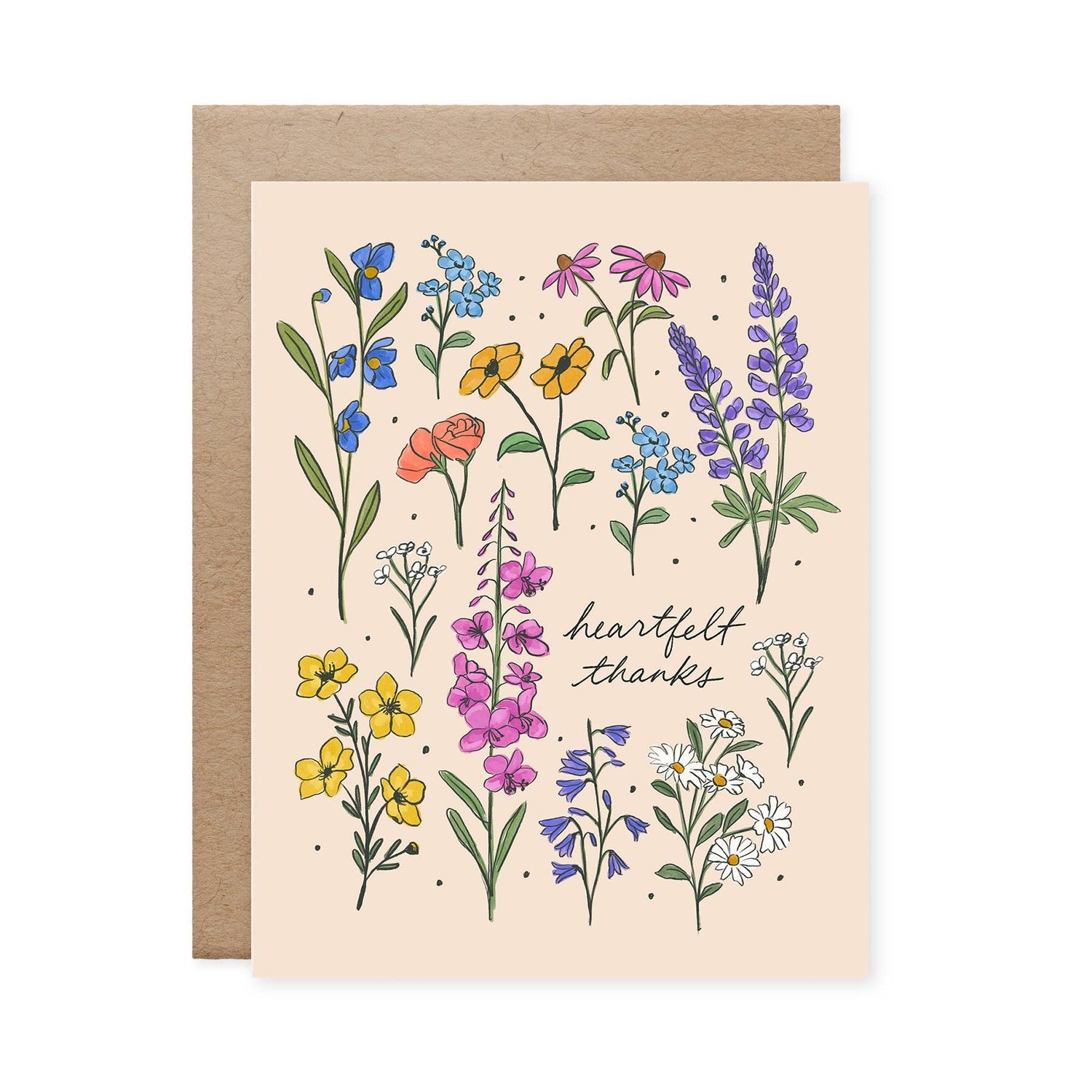 Naomi Paper Co. - Heartfelt Thanks Wildflowers Card: Single