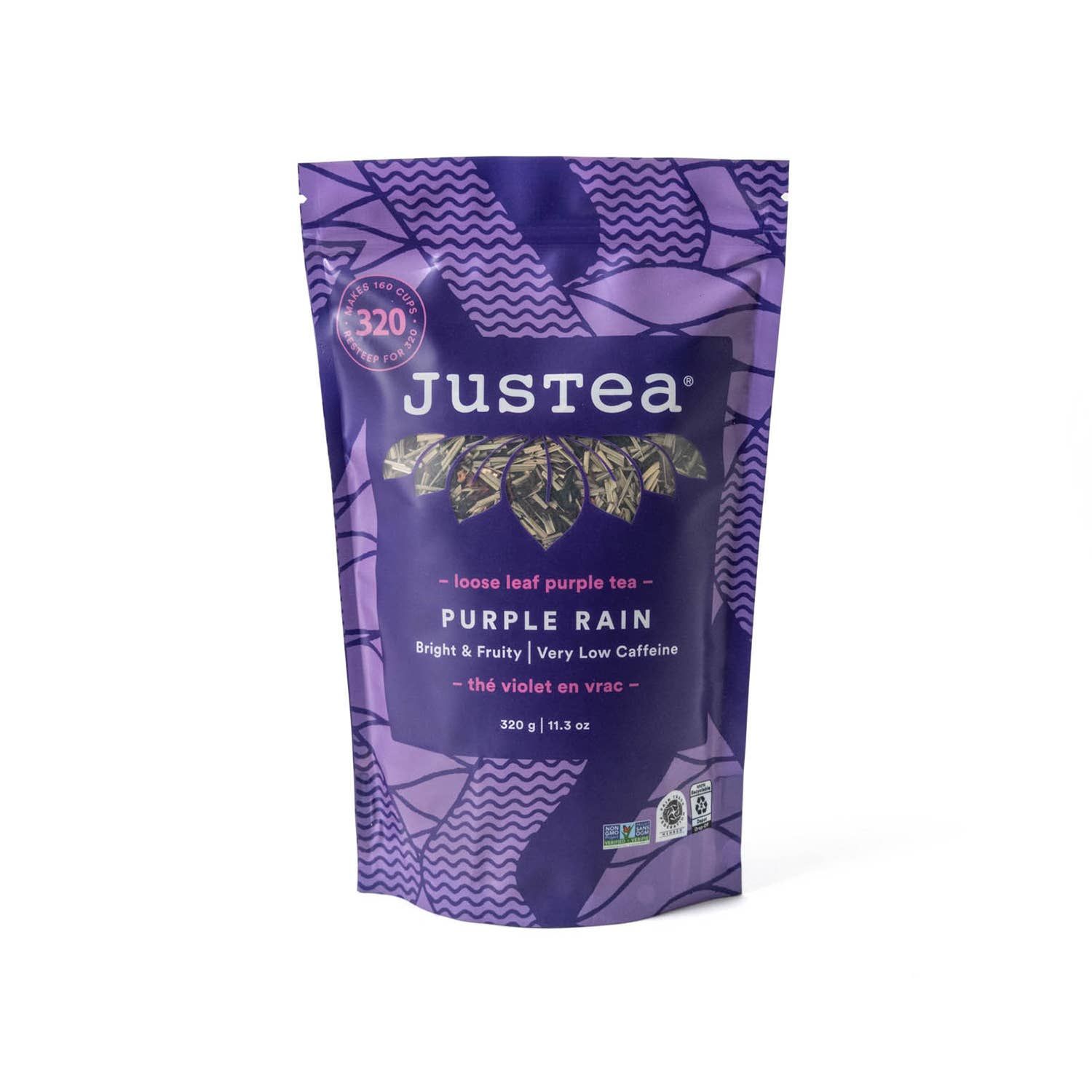 JusTea (No Import Fees to USA) - Purple Rain - BULK Purple Tea in a Large Resealable Pouch
