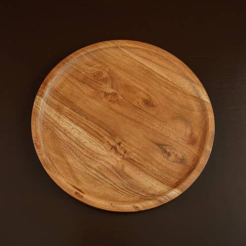 India Handicrafts Inc - Large Natural Wood Round Tray