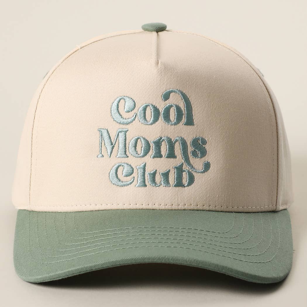 Fashion City - Cool Moms Club Embroidery Two-Tone Trucker Hat: SAGE