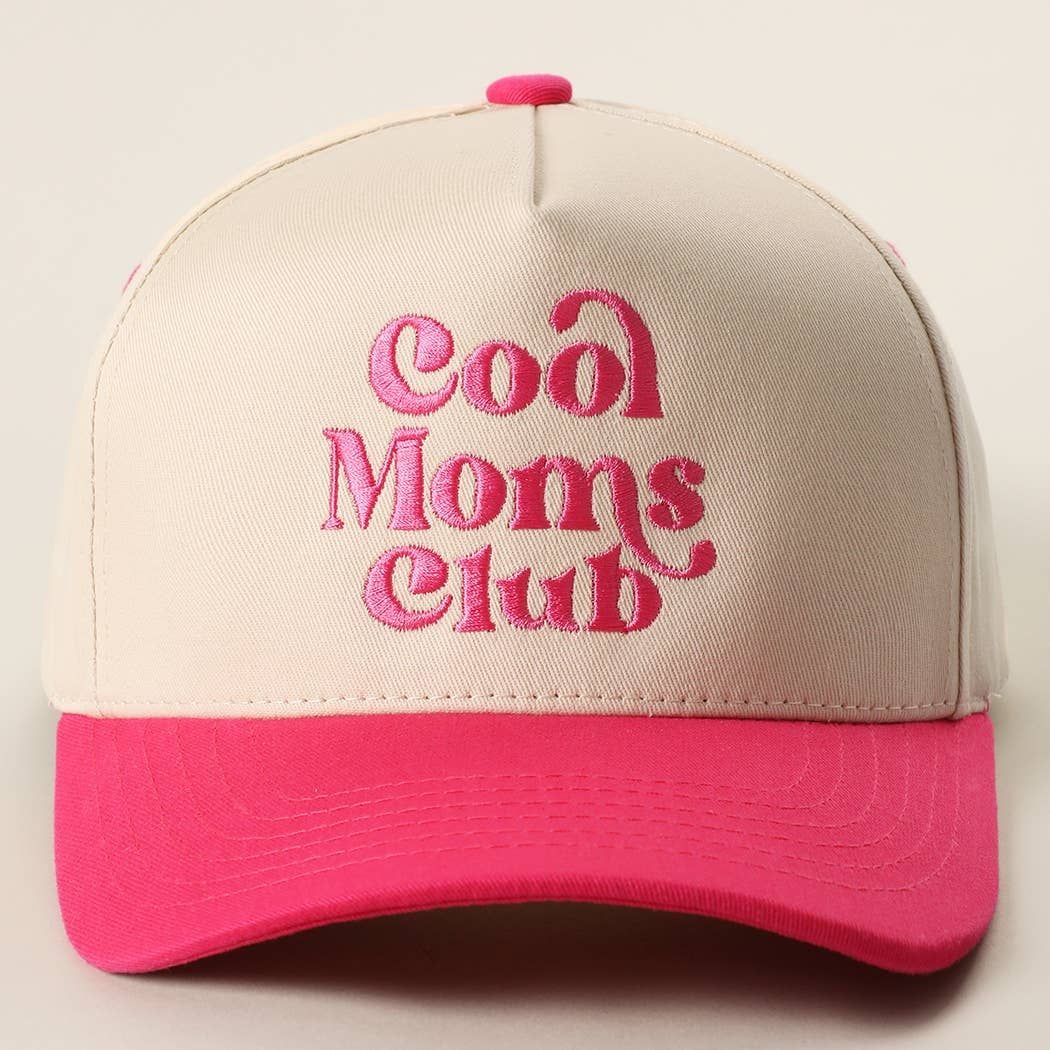 Fashion City - Cool Moms Club Embroidery Two-Tone Trucker Hat: HOT PINK