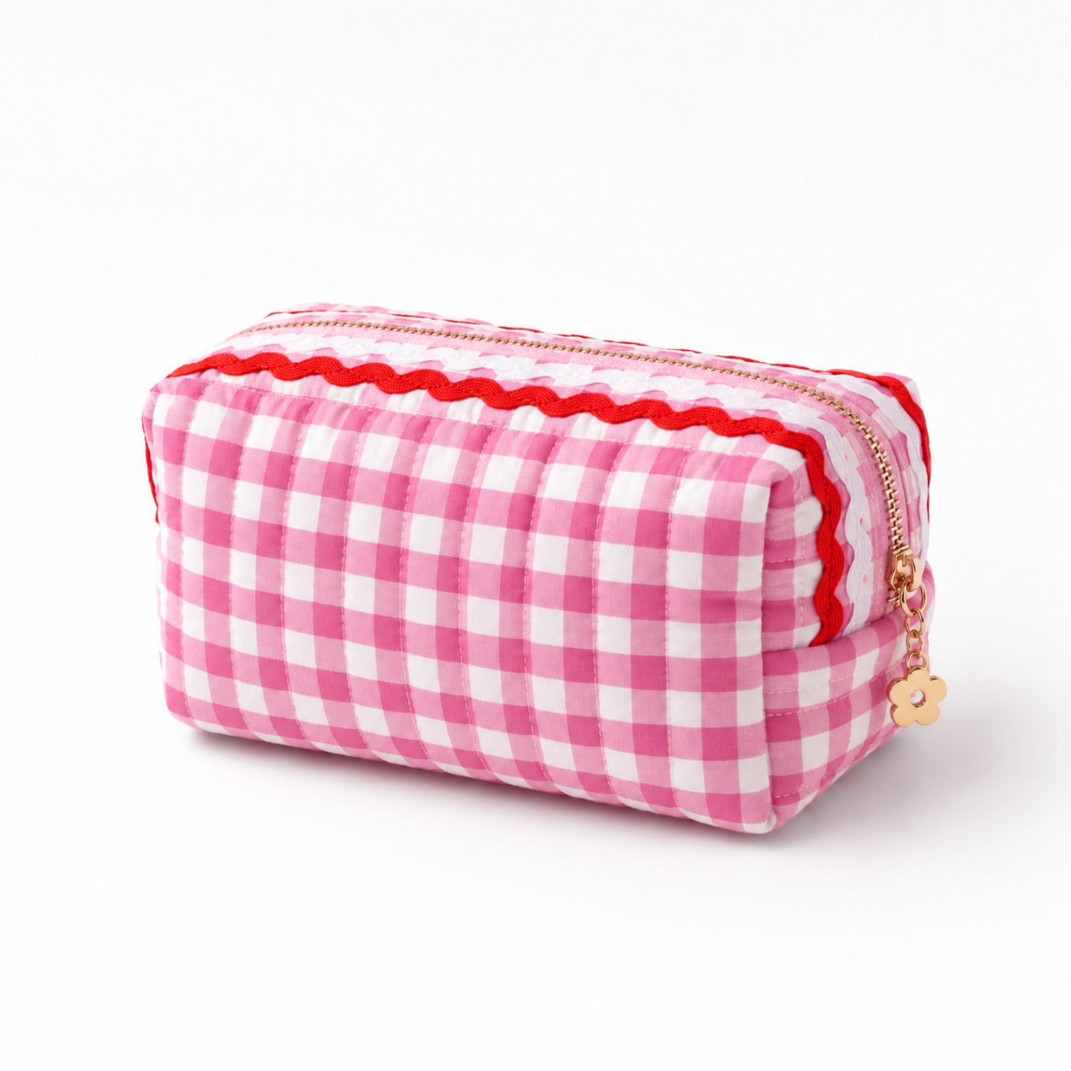 Ellison+Young - Ellison+Young Color Wave Gingham Cosmetic Case, Playful Details: Pink