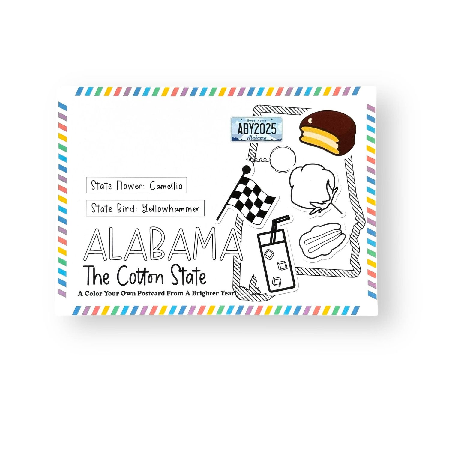 A Brighter Year - Color Your Own Alabama State Postcard