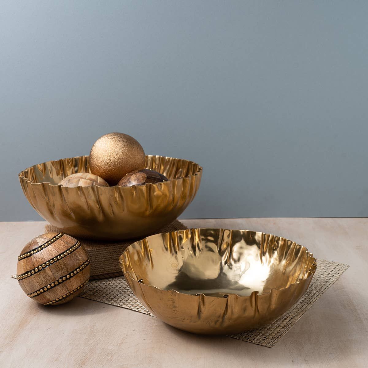 India Handicrafts Inc - Gilded Ripples Bowl, Small