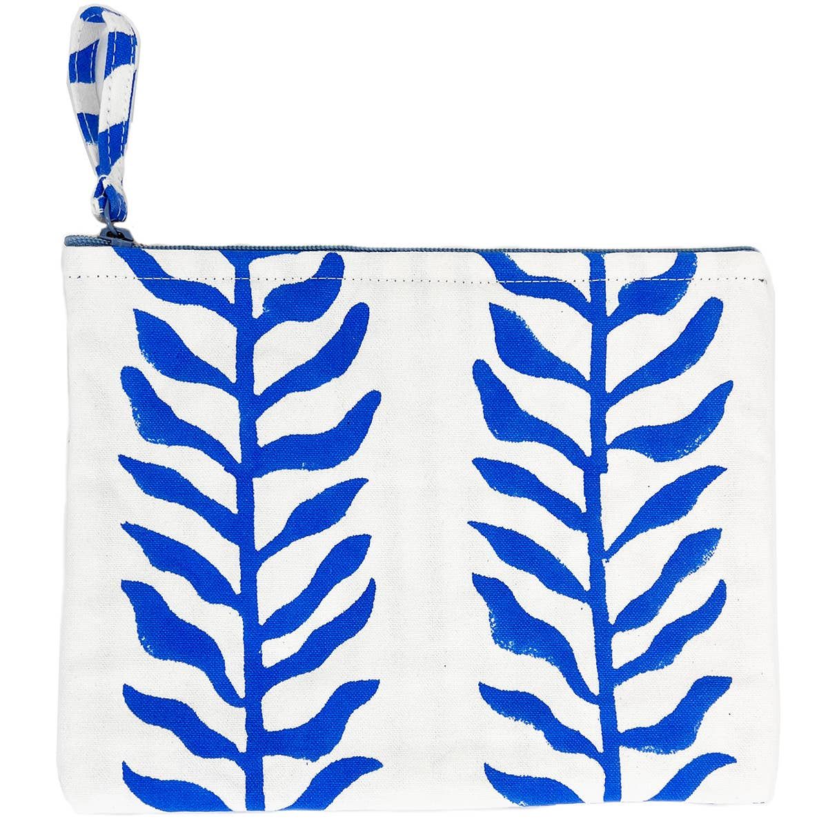 Anju Jewelry - Block-Printed Canvas Zipper Seaside Serenity Pouch 