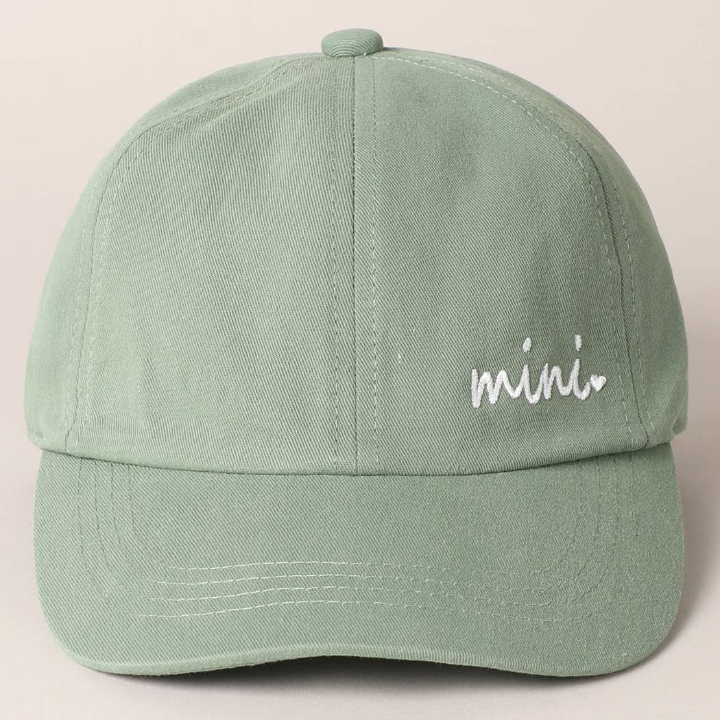 Fashion City - Kids Mini Embroidered Letters Baseball Cap: SAGE / ONE SIZE