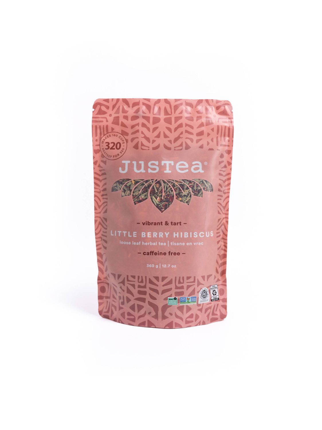 JusTea (No Import Fees to USA) - Little Berry Hibiscus BULK Herbal Tea Large Resealable Pouch